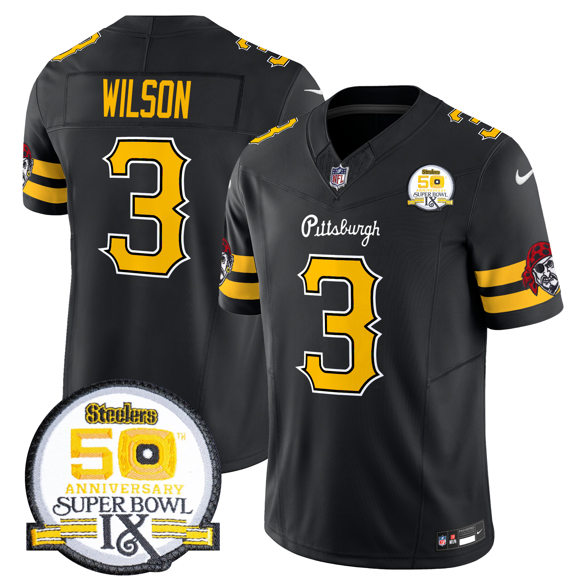Russell Wilson Men's Pittsburgh Steelers 2024 Vapor Limited Black Jersey - All Stitched