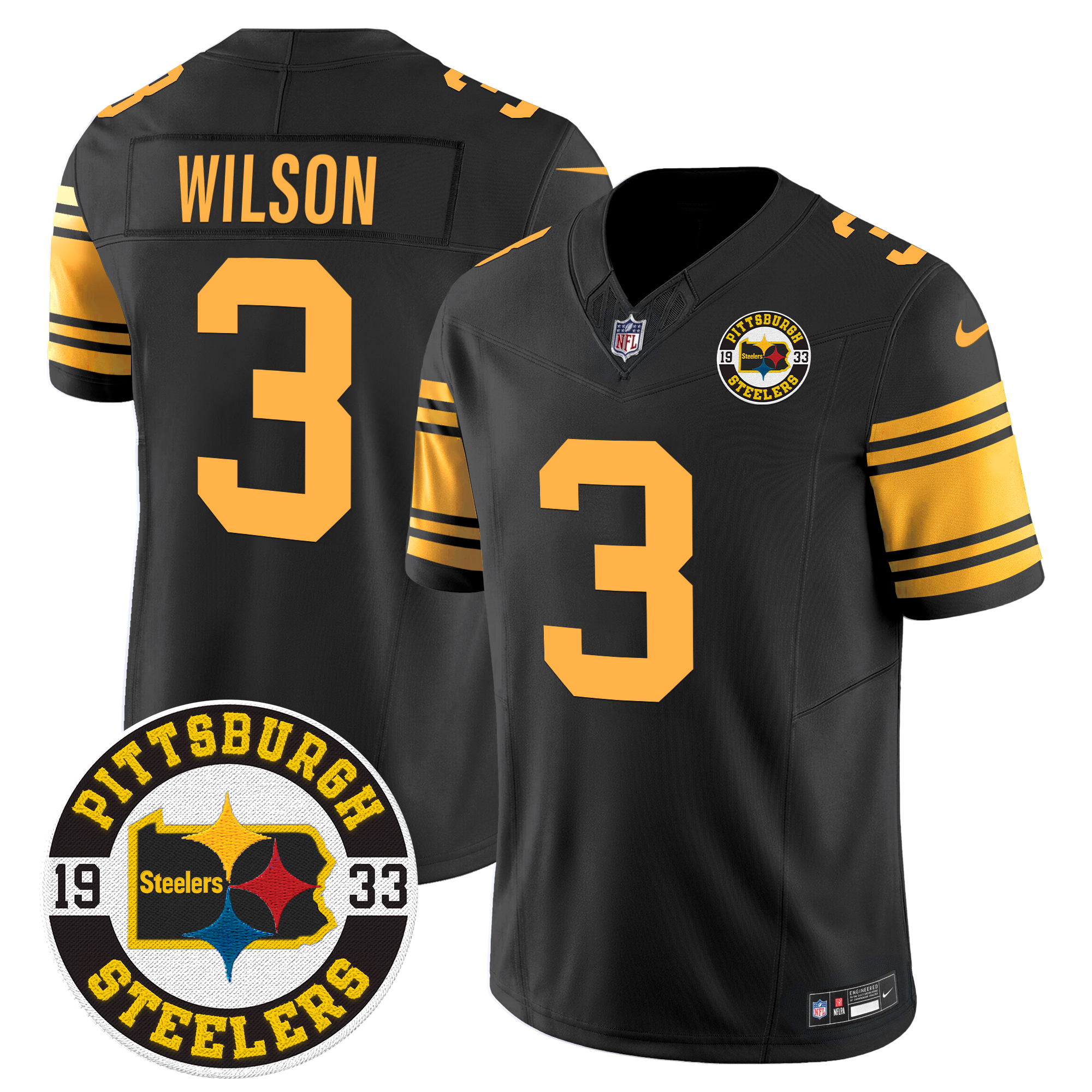 Russell Wilson Men's Pittsburgh Steelers 2024 Vapor Limited Color Rush Jersey - All Stitched