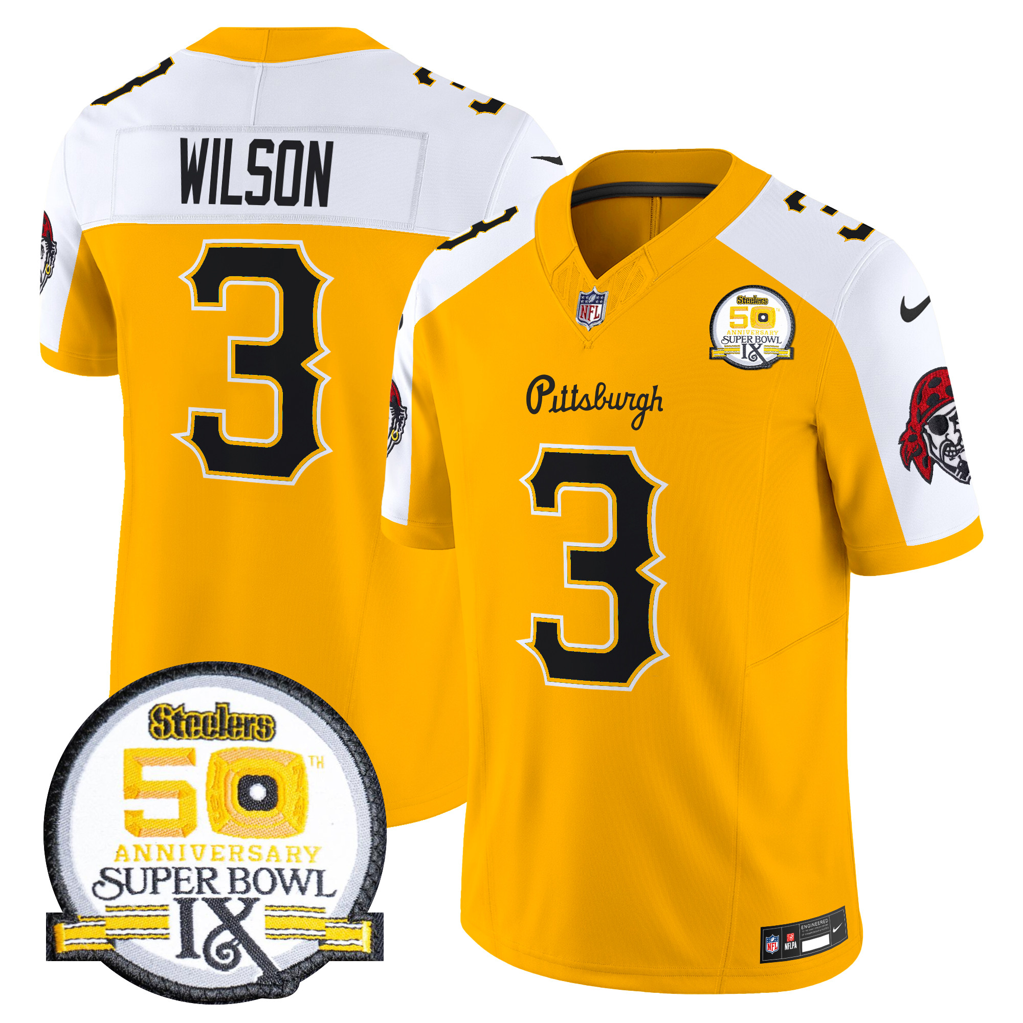 Russell Wilson Men's Pittsburgh Steelers 2024 Vapor Limited Gold Alternate Jersey - All Stitched