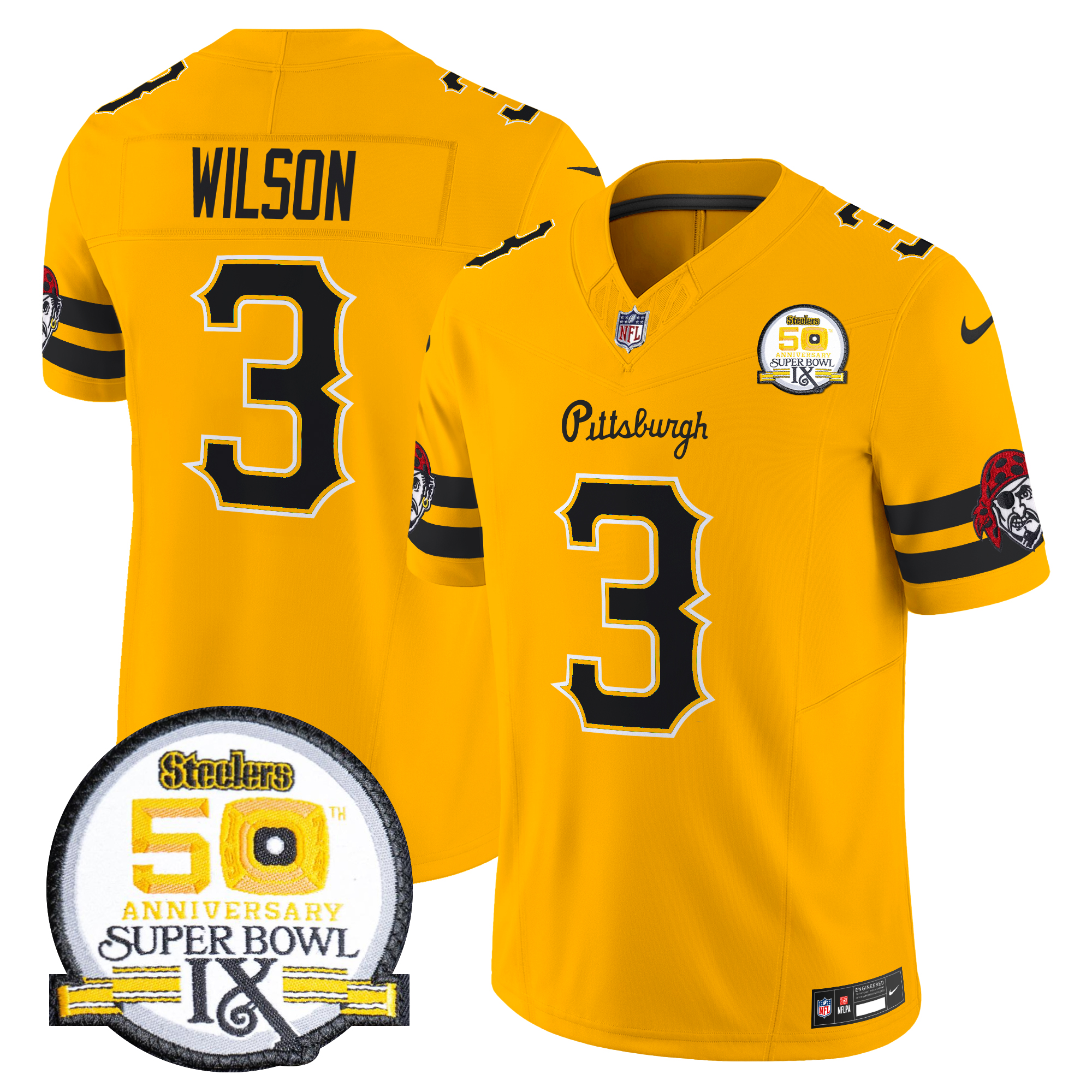 Russell Wilson Men's Pittsburgh Steelers 2024 Vapor Limited Gold Jersey - All Stitched