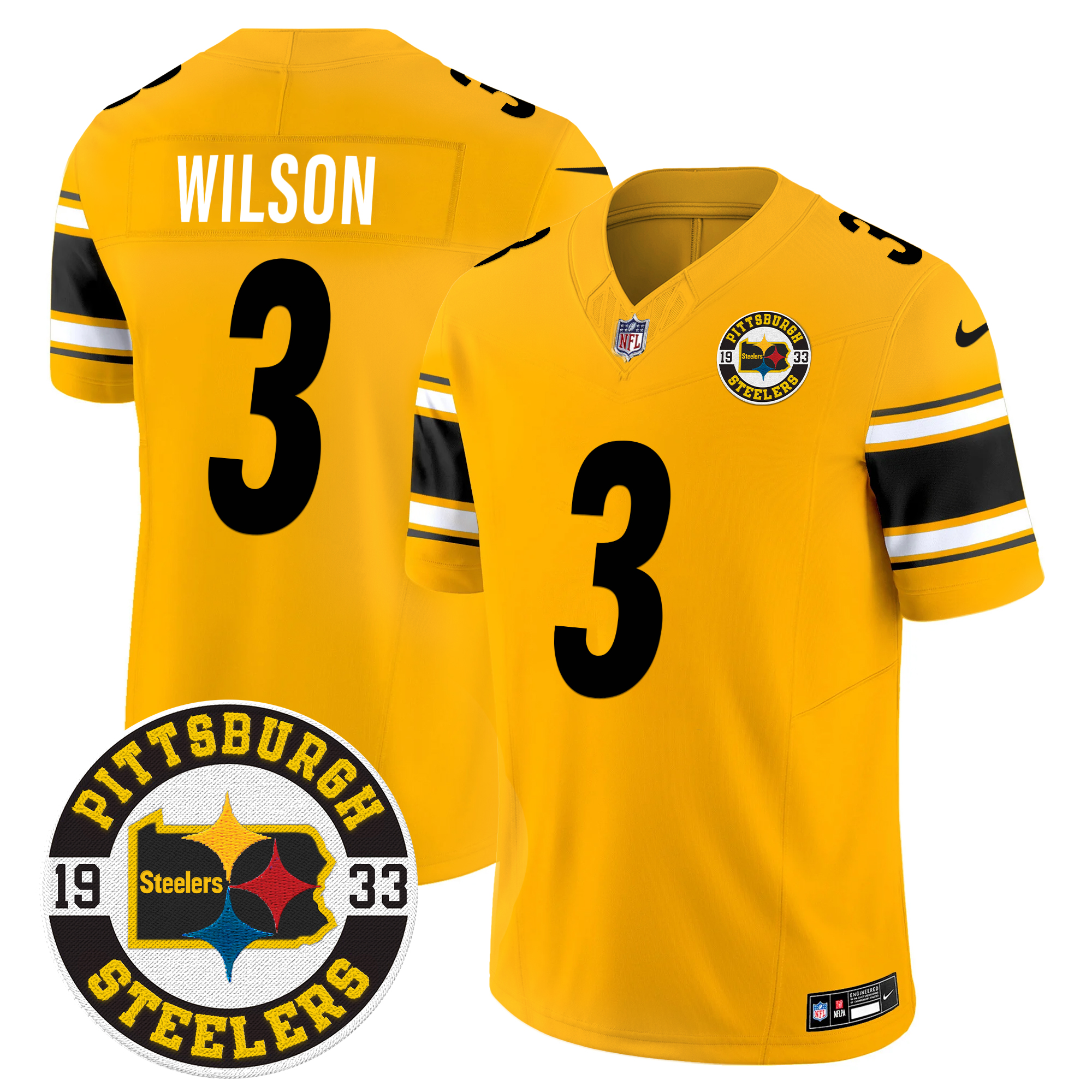 Russell Wilson Men's Pittsburgh Steelers 2024 Vapor Limited Gold Jersey - All Stitched