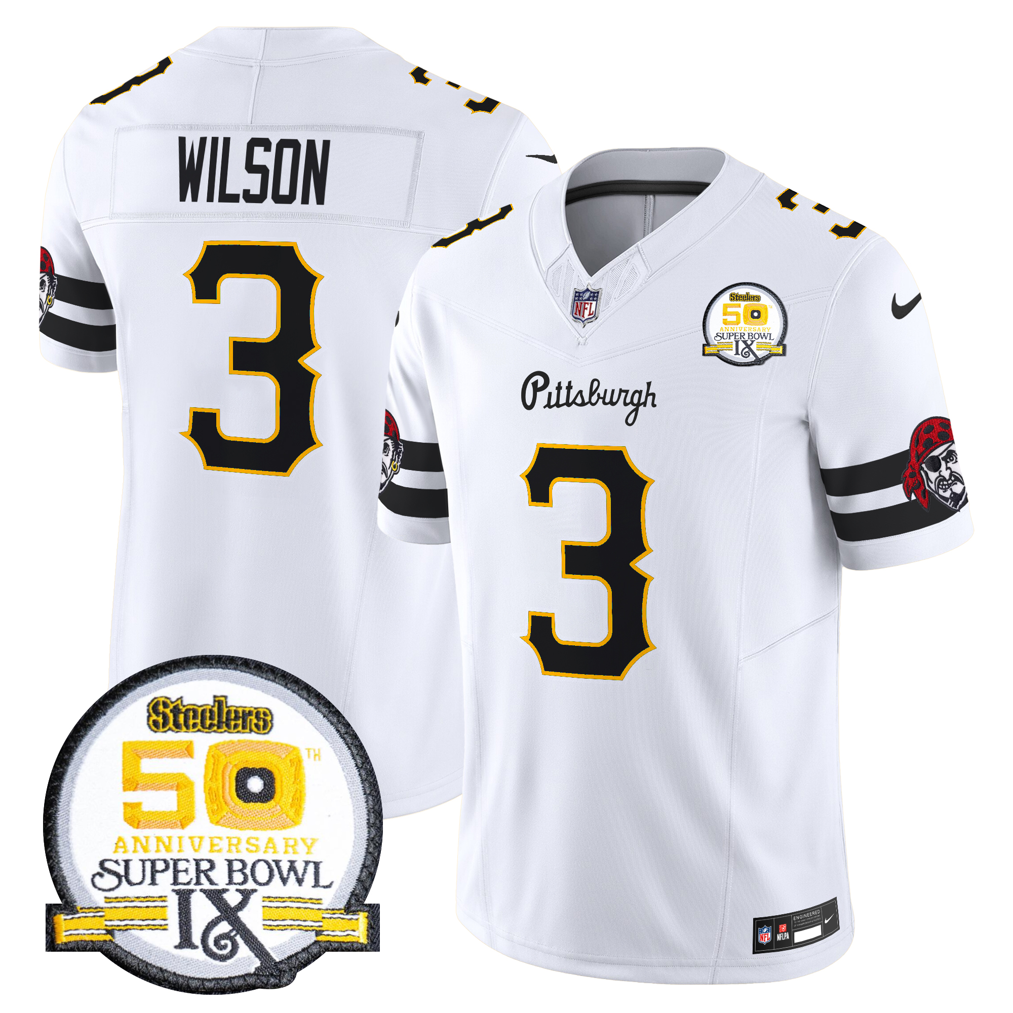 Russell Wilson Men's Pittsburgh Steelers 2024 Vapor Limited White Jersey - All Stitched