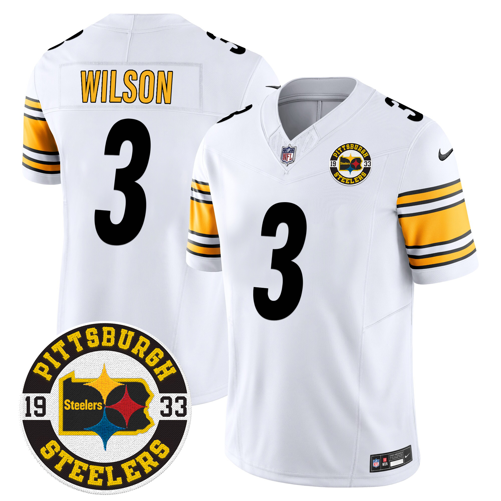 Russell Wilson Men's Pittsburgh Steelers 2024 Vapor Limited White Jersey - All Stitched