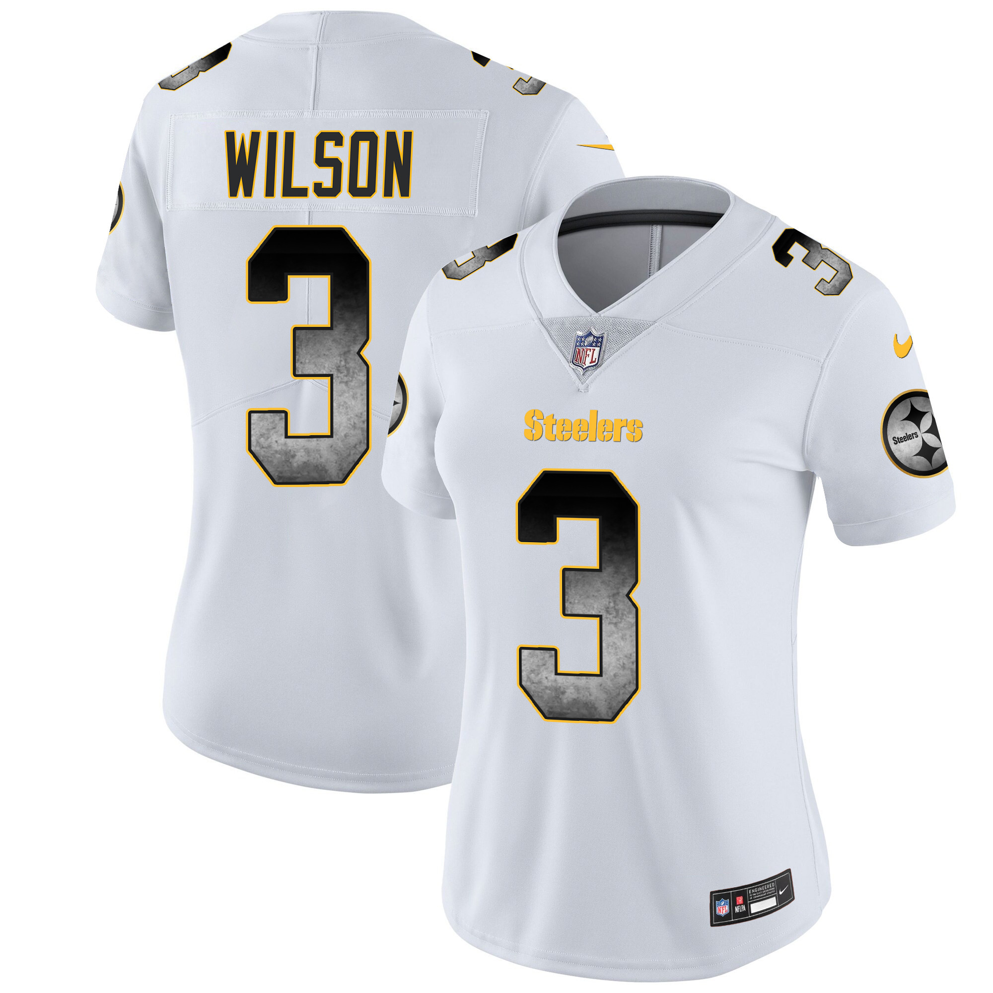 Russell Wilson Women's Pittsburgh Steelers Arch Smoke Vapor White Jersey - All Stitched