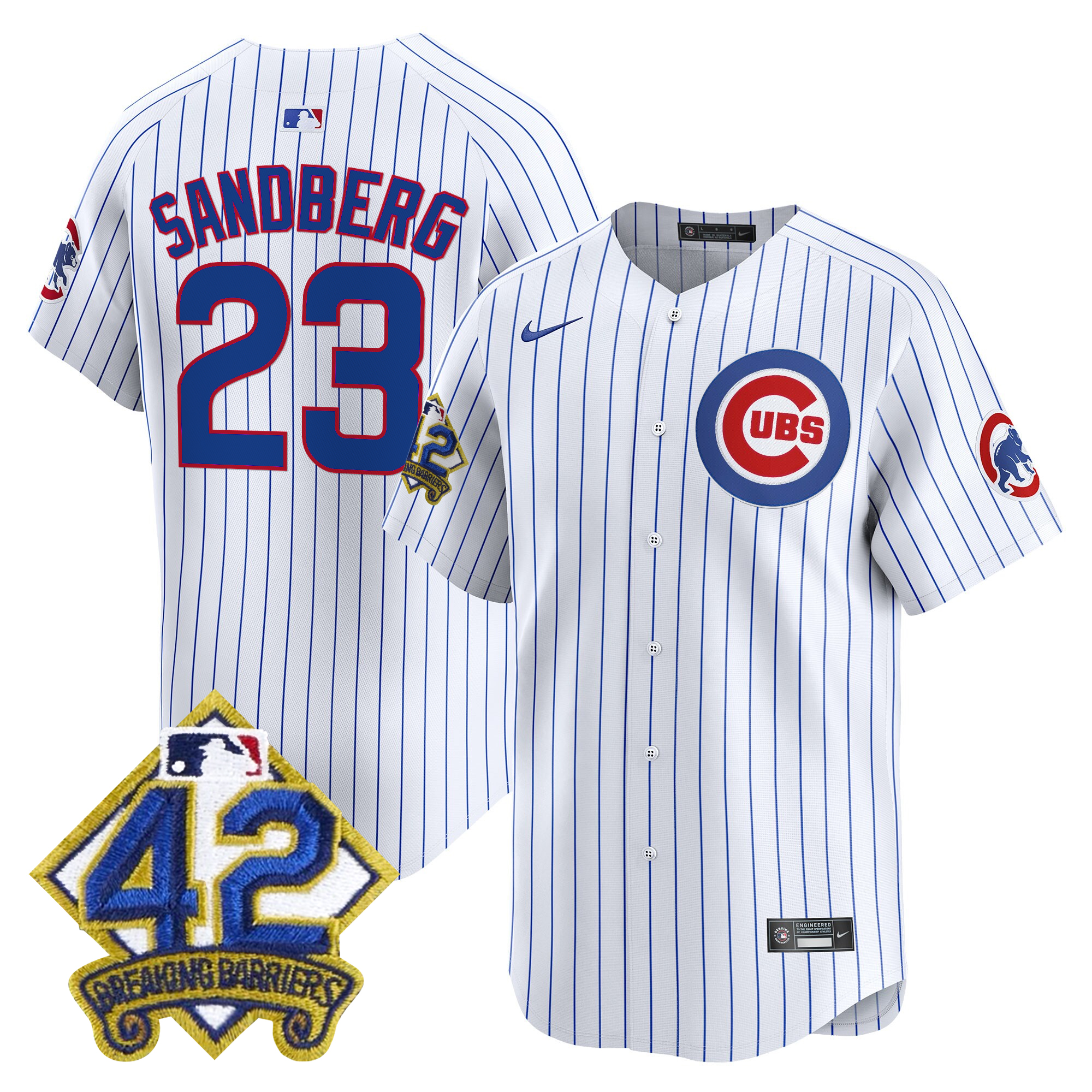 Ryne Sandberg Men's Chicago Cubs 2025 Jackie Robinson Patch Vapor Premier Limited Pinstripe Jersey - All Stitched