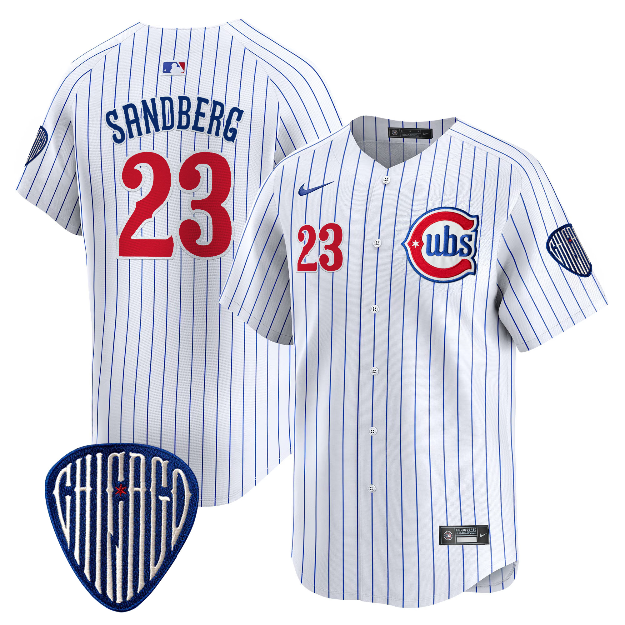 Ryne Sandberg Men's Chicago Cubs Blue Alternate Vapor Premier Limited Pinstripe Jersey - All Stitched