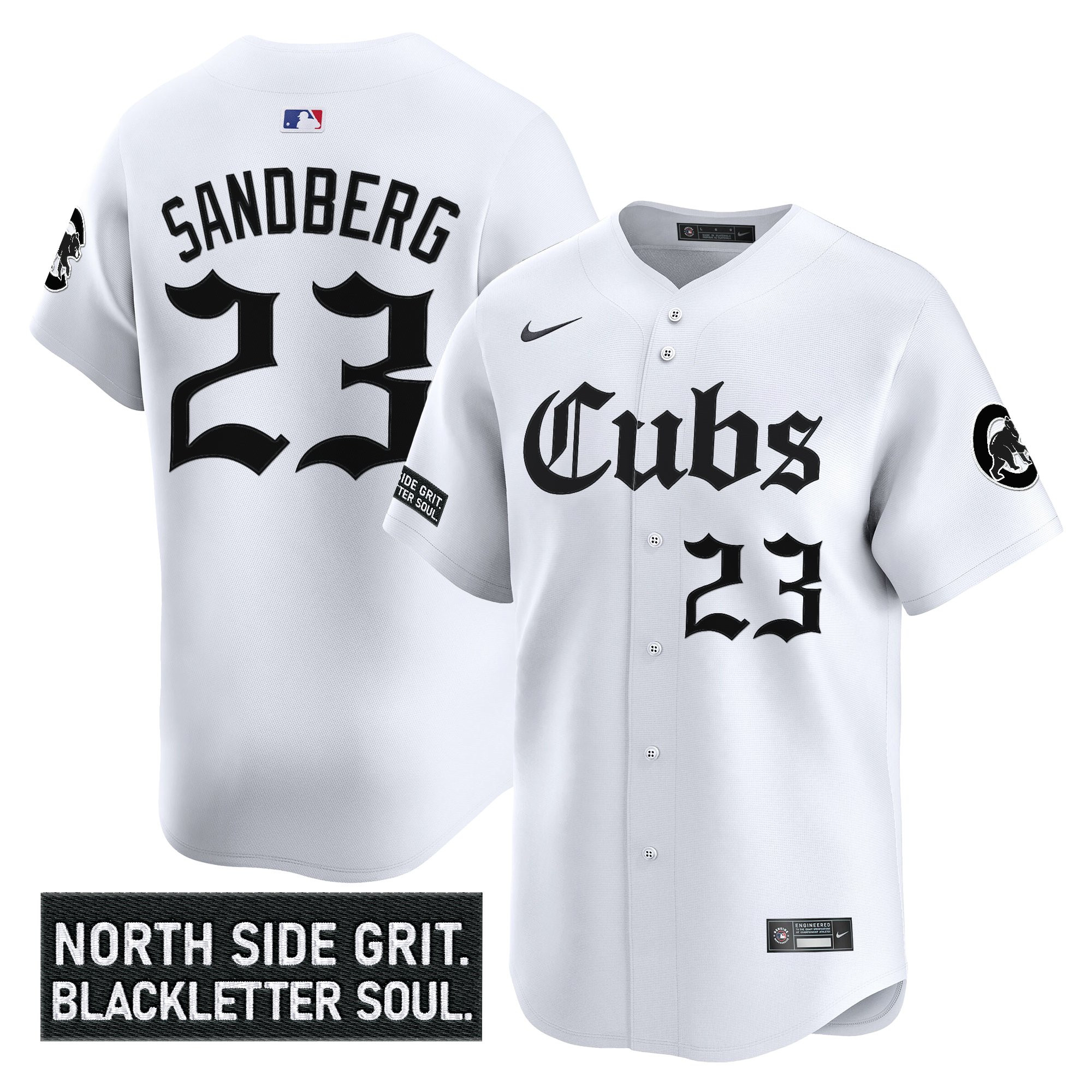 Ryne Sandberg Men's Chicago Cubs 'Gothic North Side Edition' Vapor Premier Limited White Jersey - All Stitched