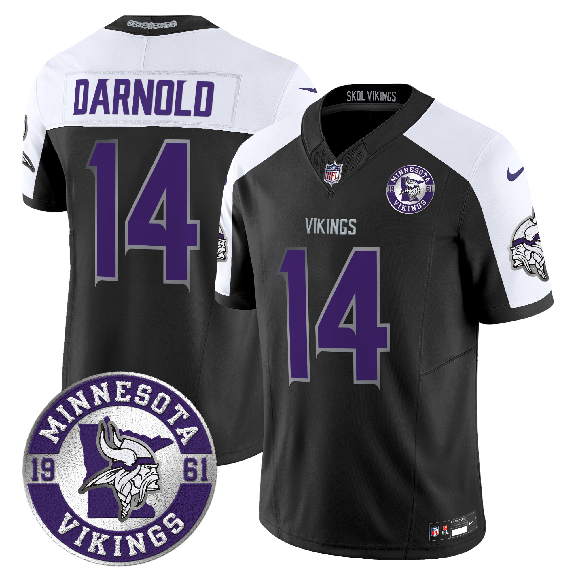 Sam Darnold Men's Minnesota Vikings 2024 Vapor Limited Black Alternate Jersey - All Stitched