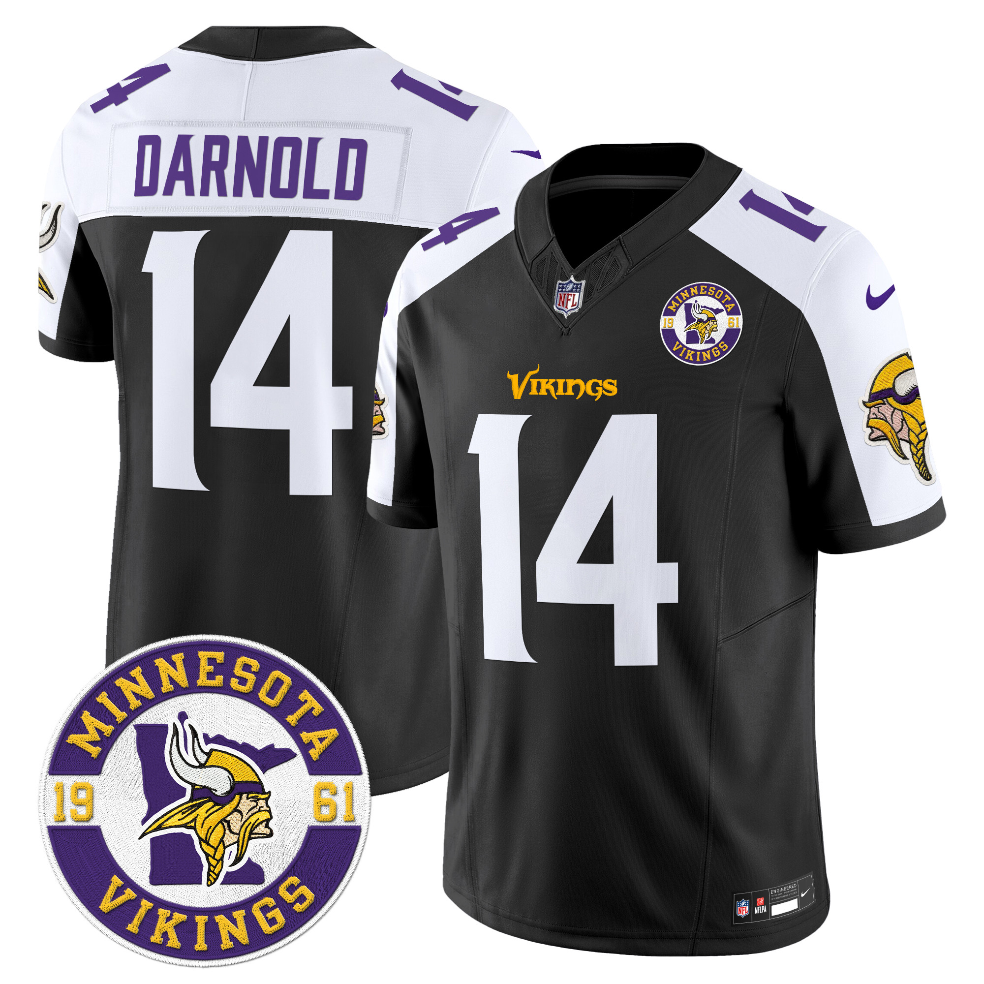 Sam Darnold Men's Minnesota Vikings 2024 Vapor Limited Black Alternate Jersey - All Stitched