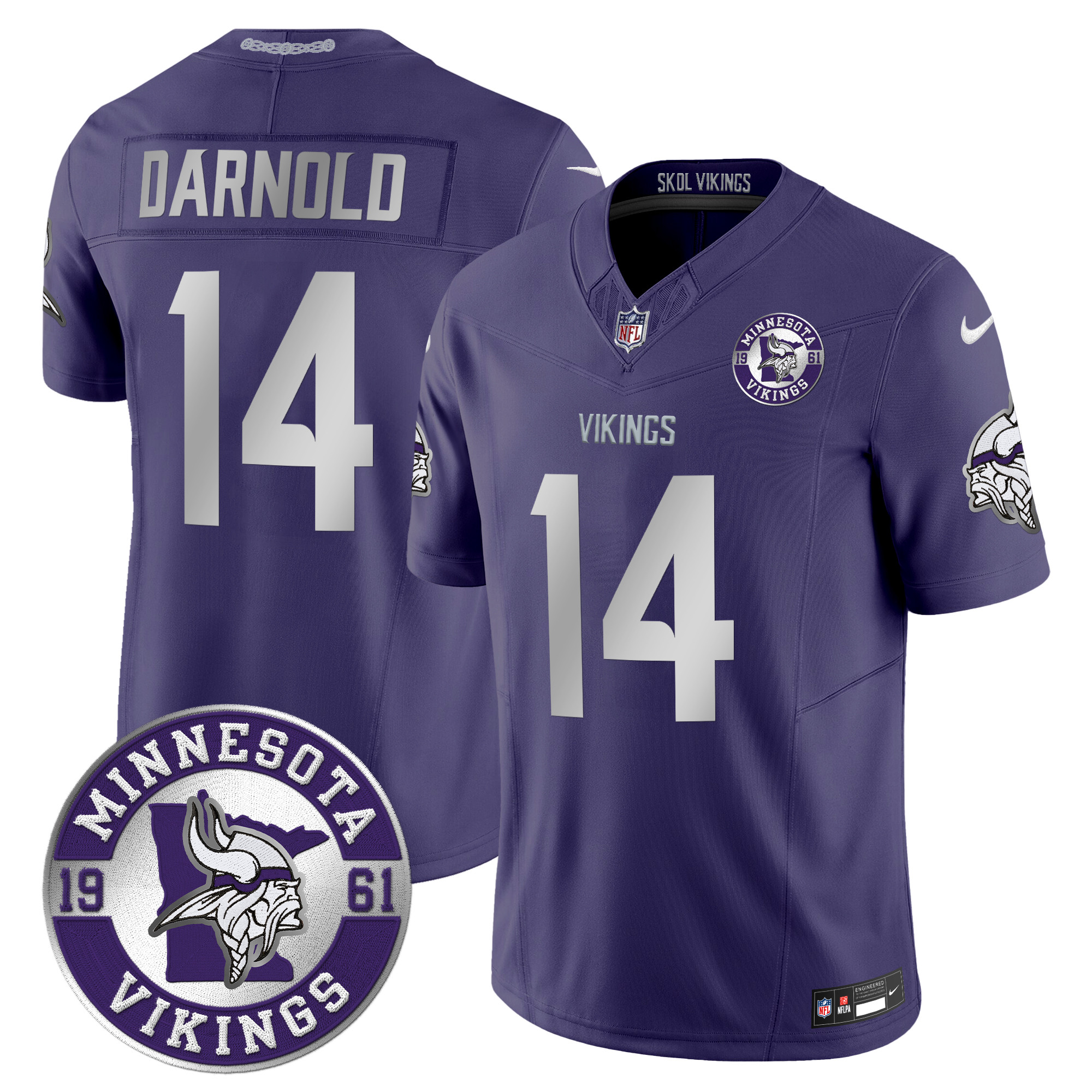 Sam Darnold Men's Minnesota Vikings 2024 Vapor Limited Purple Jersey - All Stitched