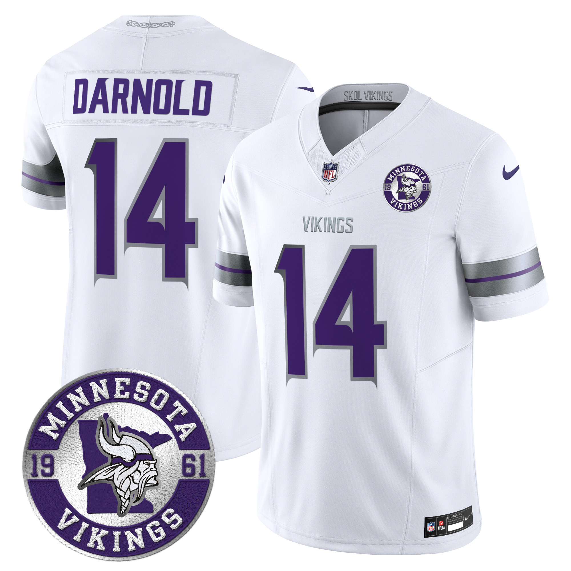 Sam Darnold Men's Minnesota Vikings 2024 Vapor Limited White Jersey - All Stitched