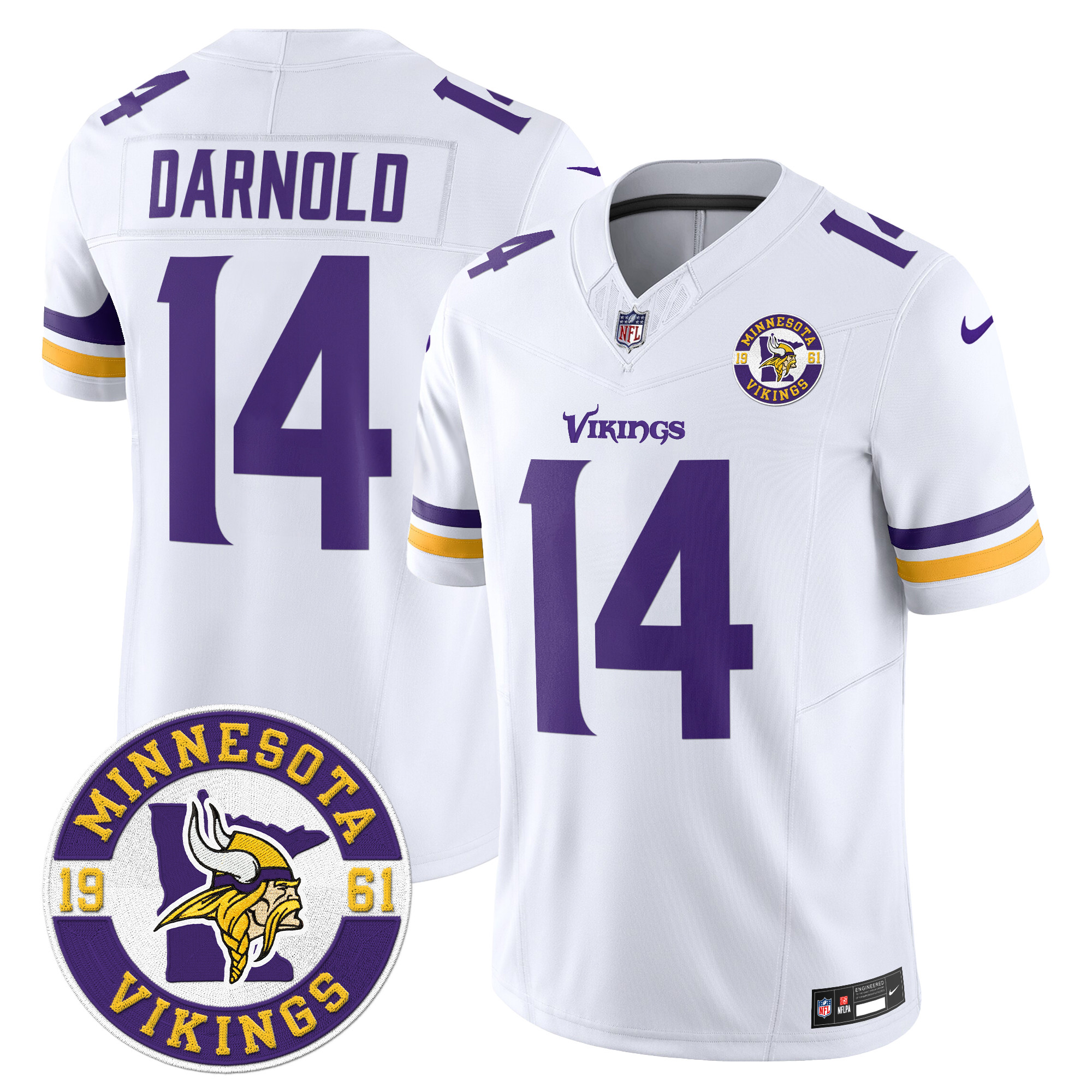 Sam Darnold Men's Minnesota Vikings 2024 Vapor Limited White Jersey - All Stitched