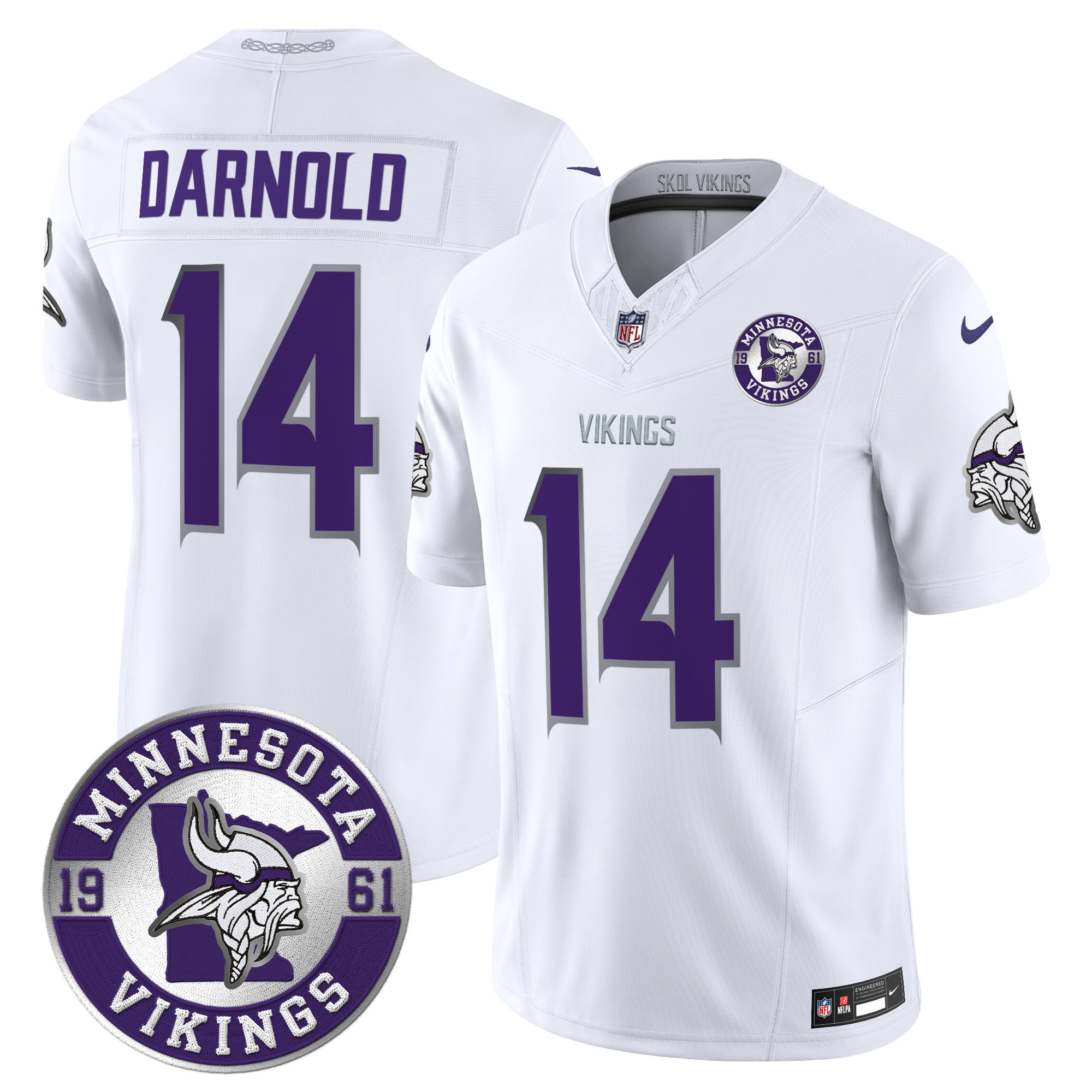 Sam Darnold Men's Minnesota Vikings 2024 Vapor Limited White Limited Jersey - All Stitched