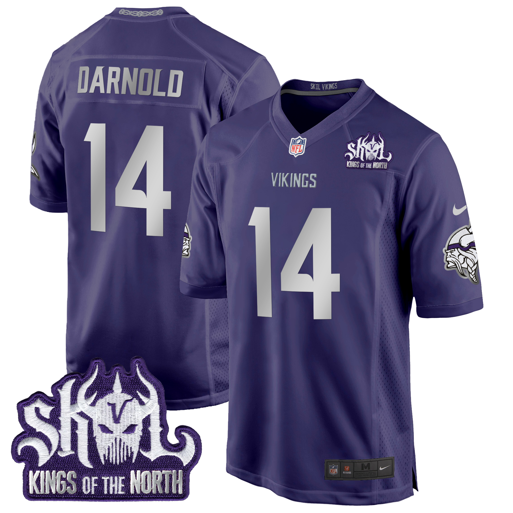 Sam Darnold Men's Minnesota Vikings 2024 Winter Warrior Skol Patch Game Purple Jersey - All Stitched