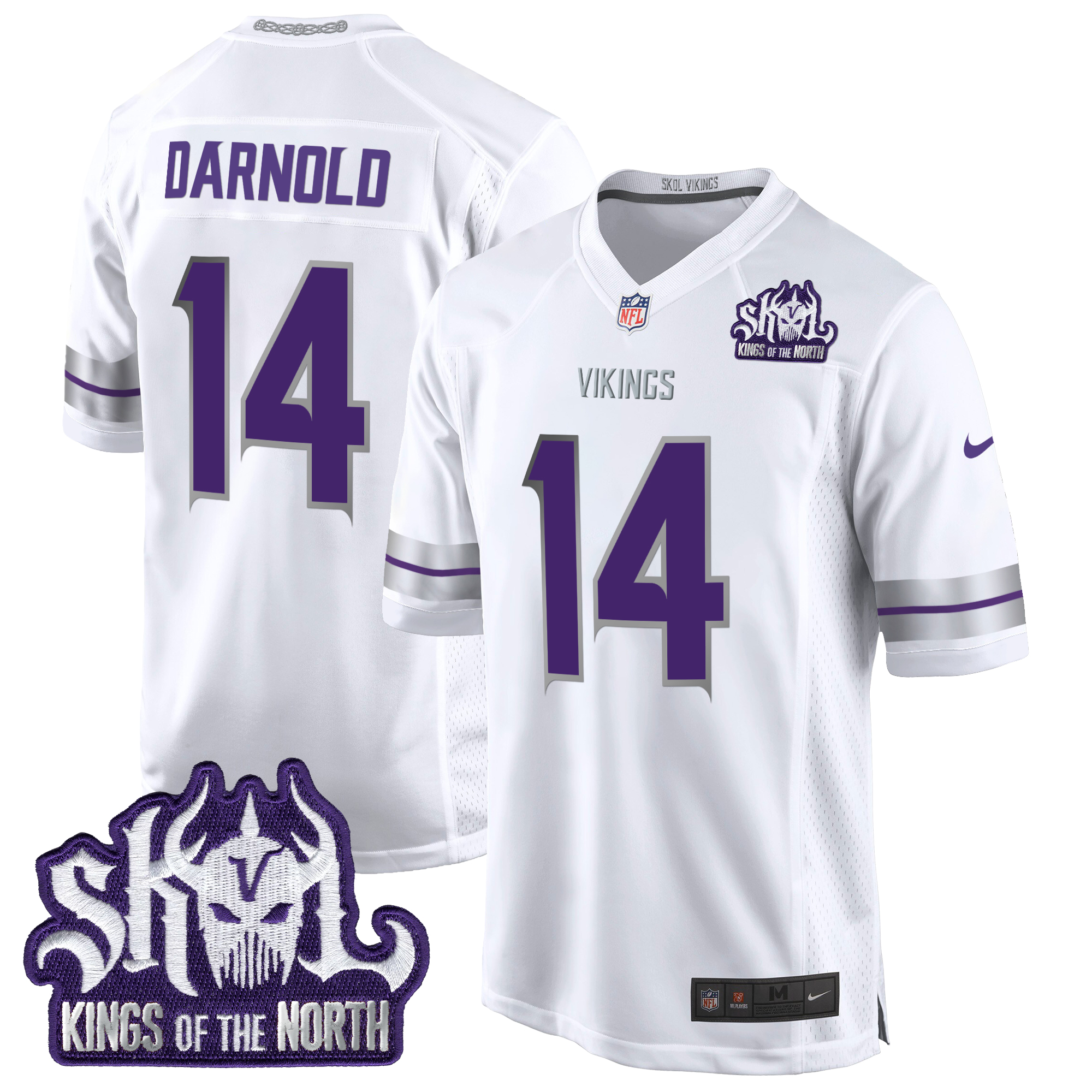 Sam Darnold Men's Minnesota Vikings 2024 Winter Warrior Skol Patch Game White Jersey - All Stitched