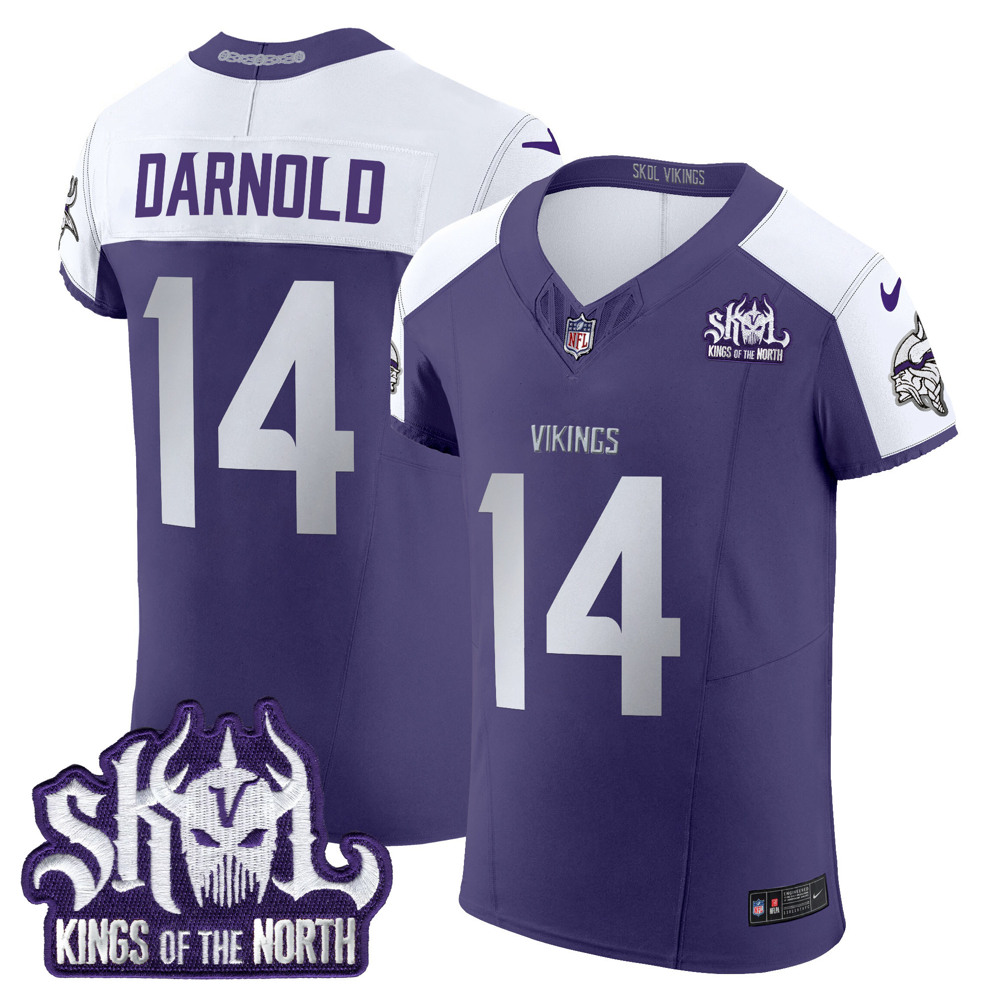 Sam Darnold Men's Minnesota Vikings 2024 Winter Warrior Skol Patch Vapor Elite Purple Alternate Jersey - All Stitched