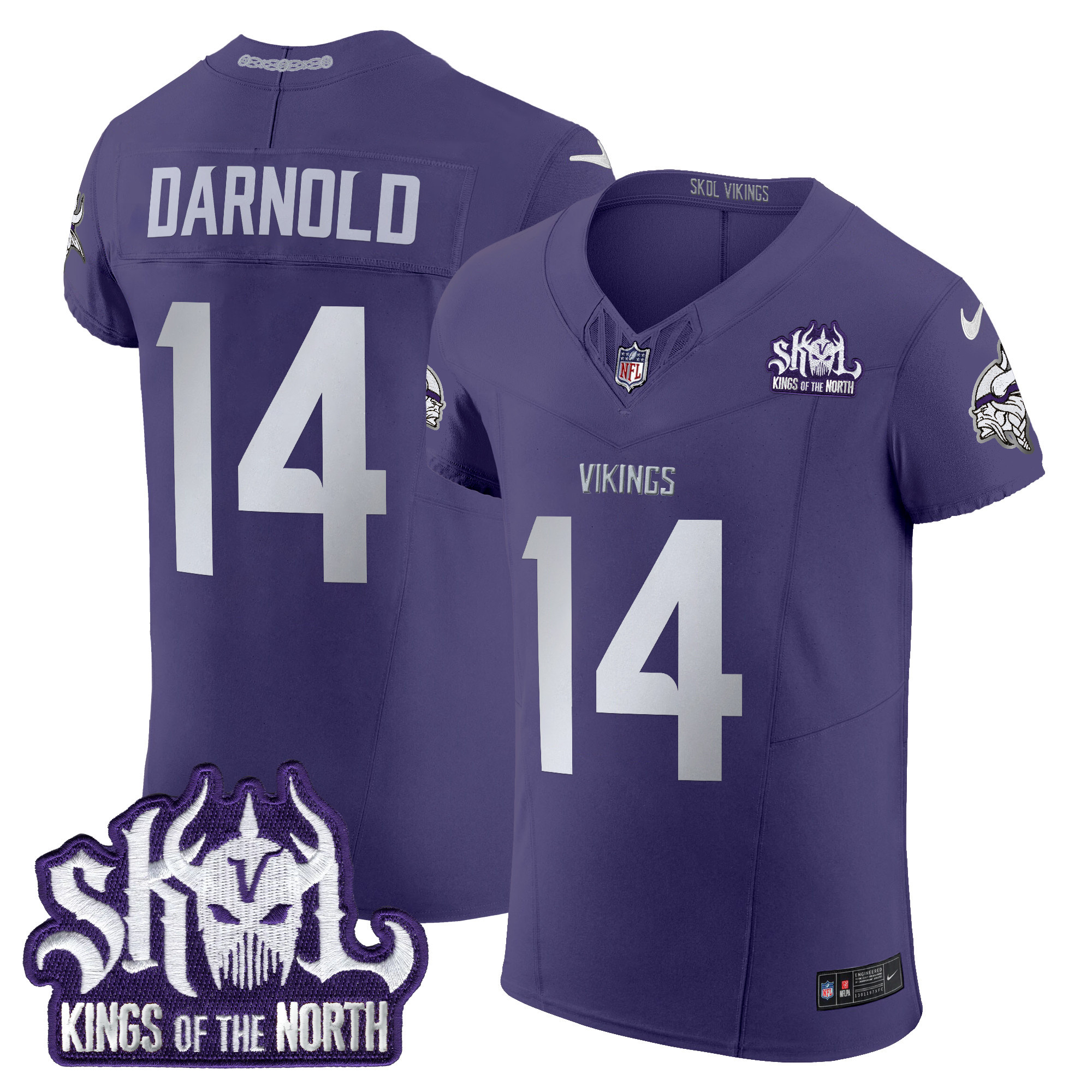 Sam Darnold Men's Minnesota Vikings 2024 Winter Warrior Skol Patch Vapor Elite Purple Jersey - All Stitched