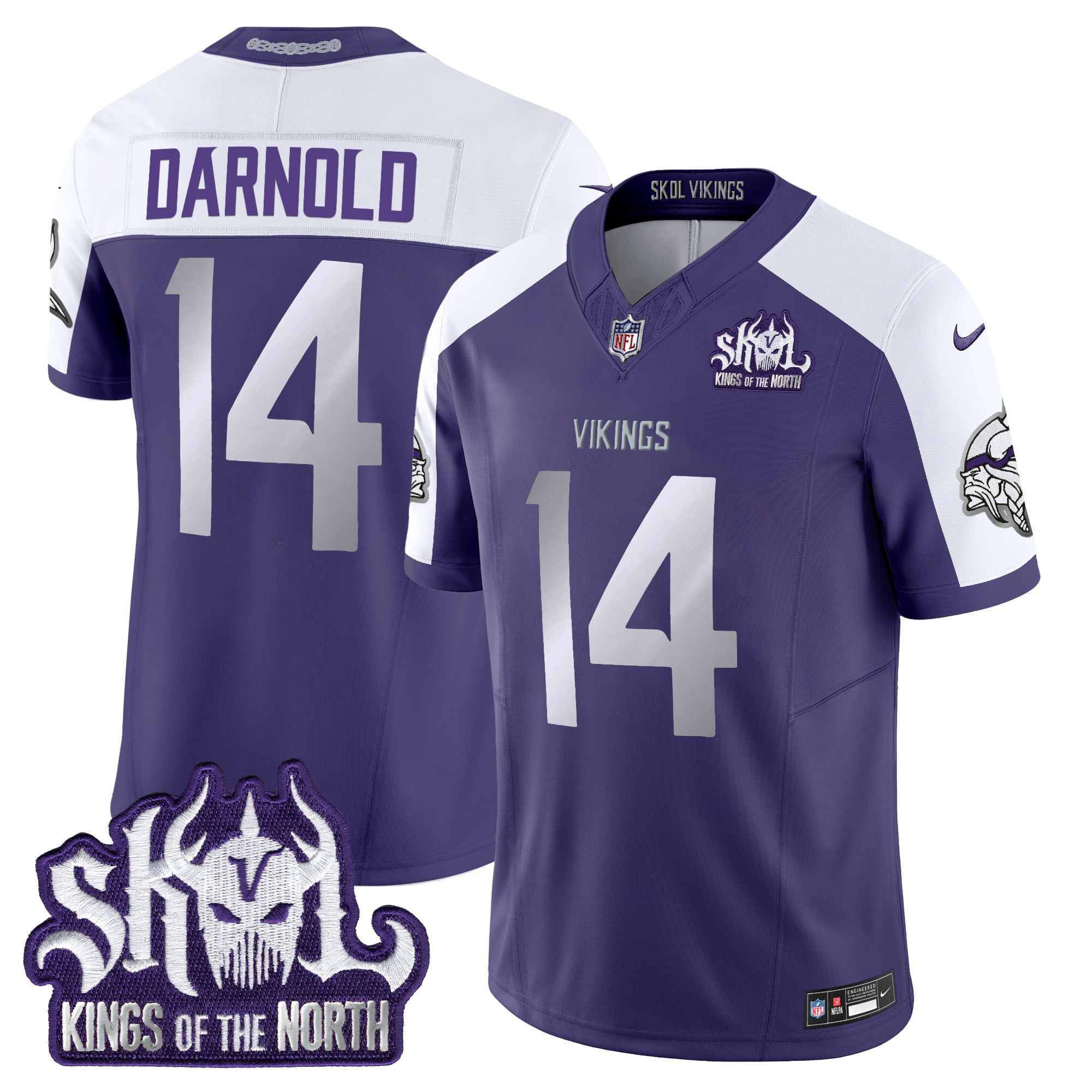 Sam Darnold Men's Minnesota Vikings 2024 Winter Warrior Skol Patch Vapor Limited Purple Alternate Jersey - All Stitched