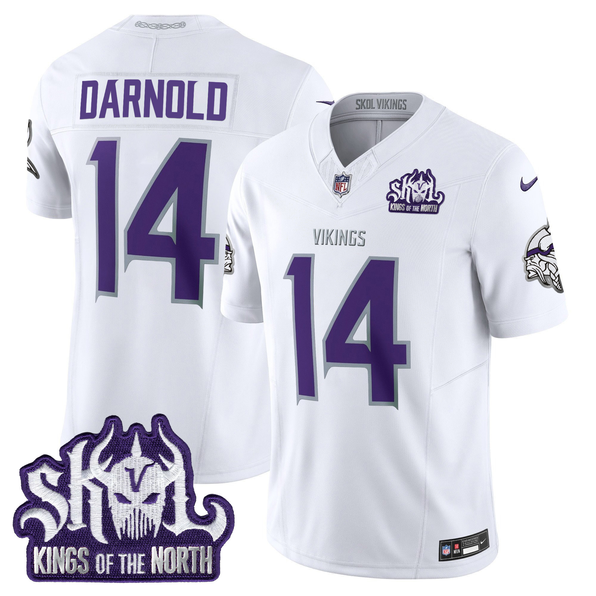Sam Darnold Men's Minnesota Vikings 2024 Winter Warrior Skol Patch Vapor Limited White Limited Jersey - All Stitched