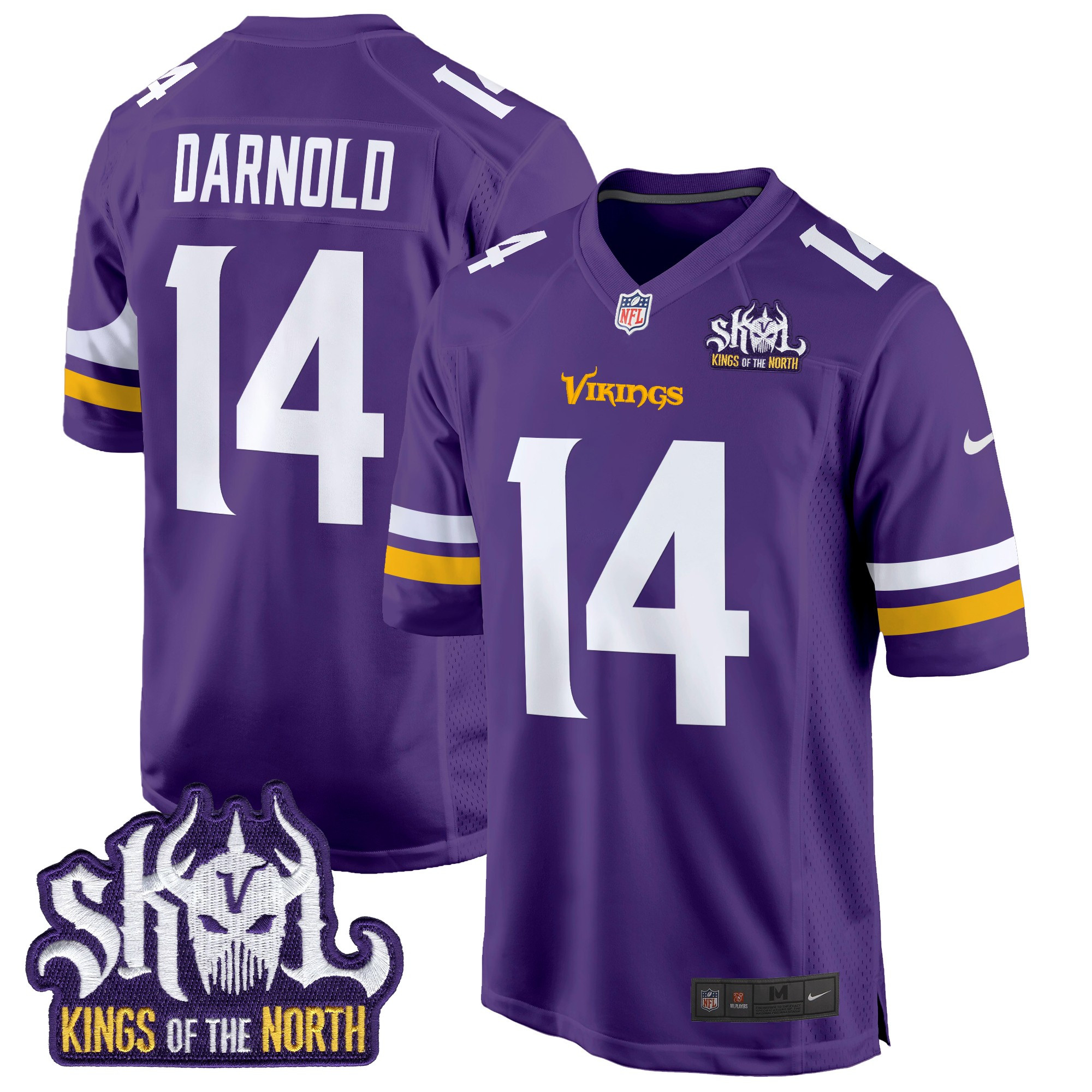 Sam Darnold Men's Minnesota Vikings King Of The North Patch Game Purple Jersey - All Stitched