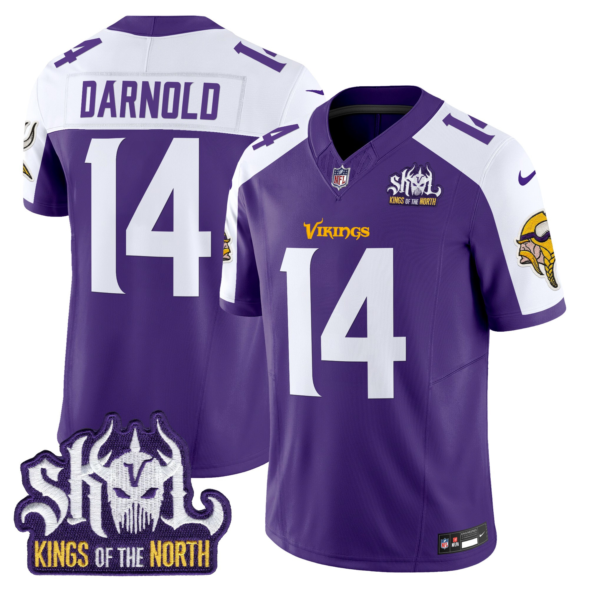 Sam Darnold Men's Minnesota Vikings Kings Of The North Patch Vapor Limited Purple Alternate Jersey - All Stitched