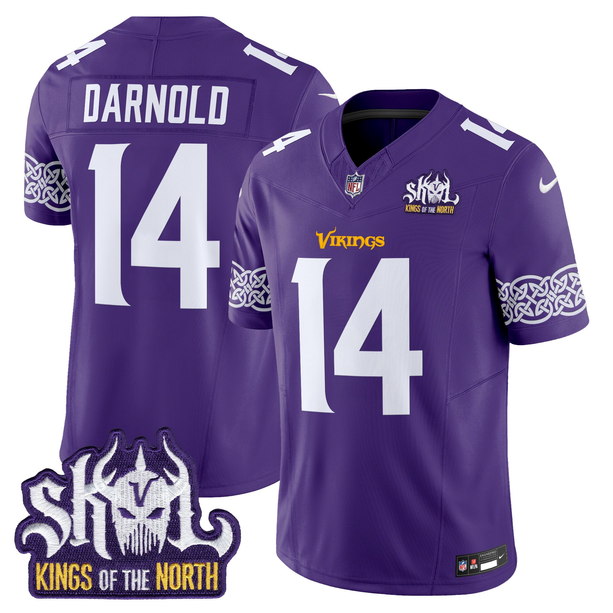 Sam Darnold Men's Minnesota Vikings Kings Of The North Patch Vapor Limited Purple Jersey - All Stitched