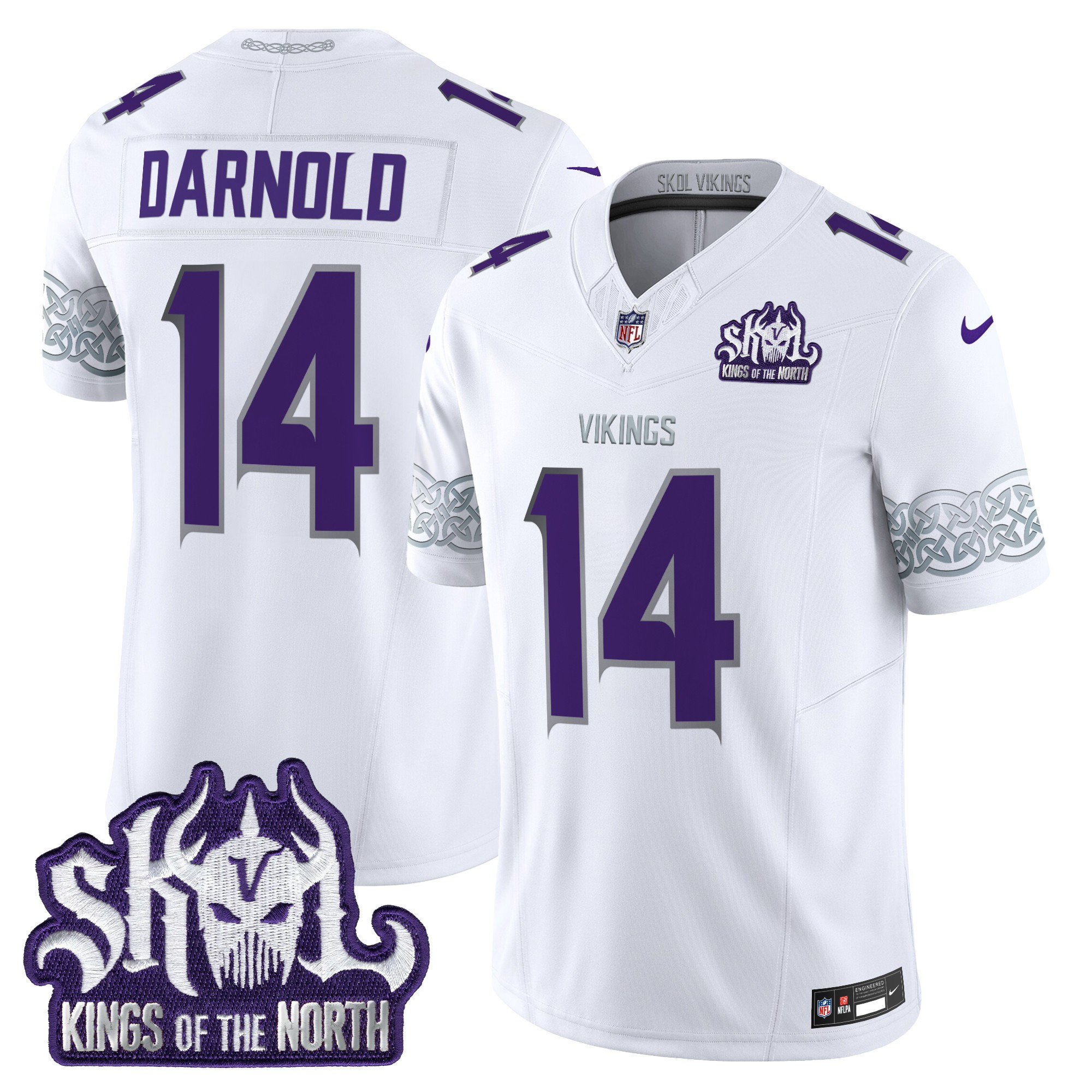 Sam Darnold Men's Minnesota Vikings Kings Of The North Patch Vapor Limited Winter Warrior Jersey - All Stitched