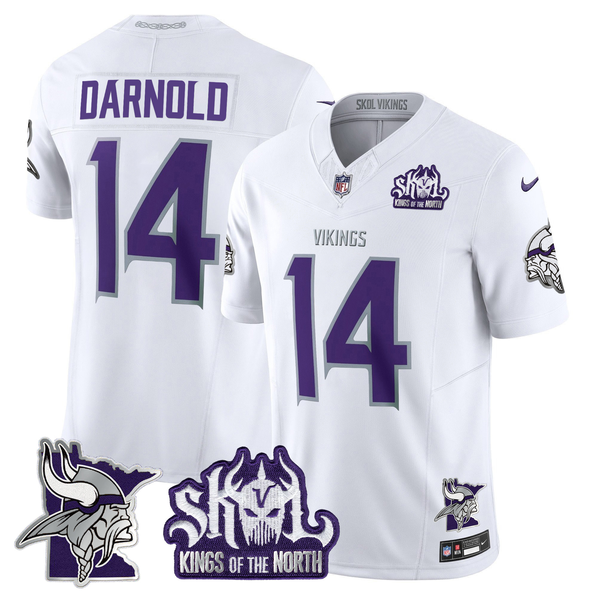 Sam Darnold Men's Minnesota Vikings Kings Of The North Patch Vapor Limited Winter Warrior Jersey - All Stitched