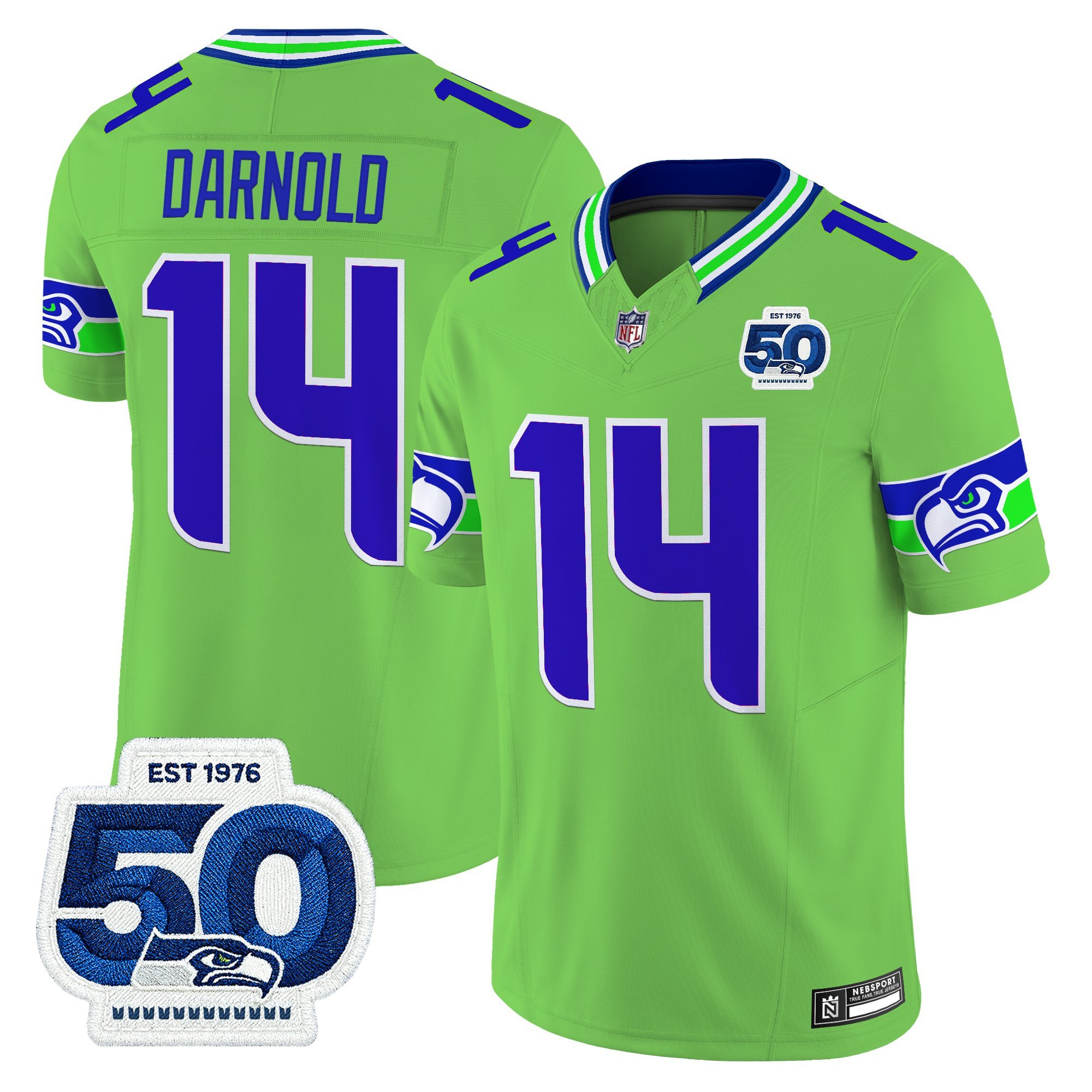 Sam Darnold Men's Seattle Seahawks 50th Anniversary Patch Vapor Limited Green Jersey - All Stitched