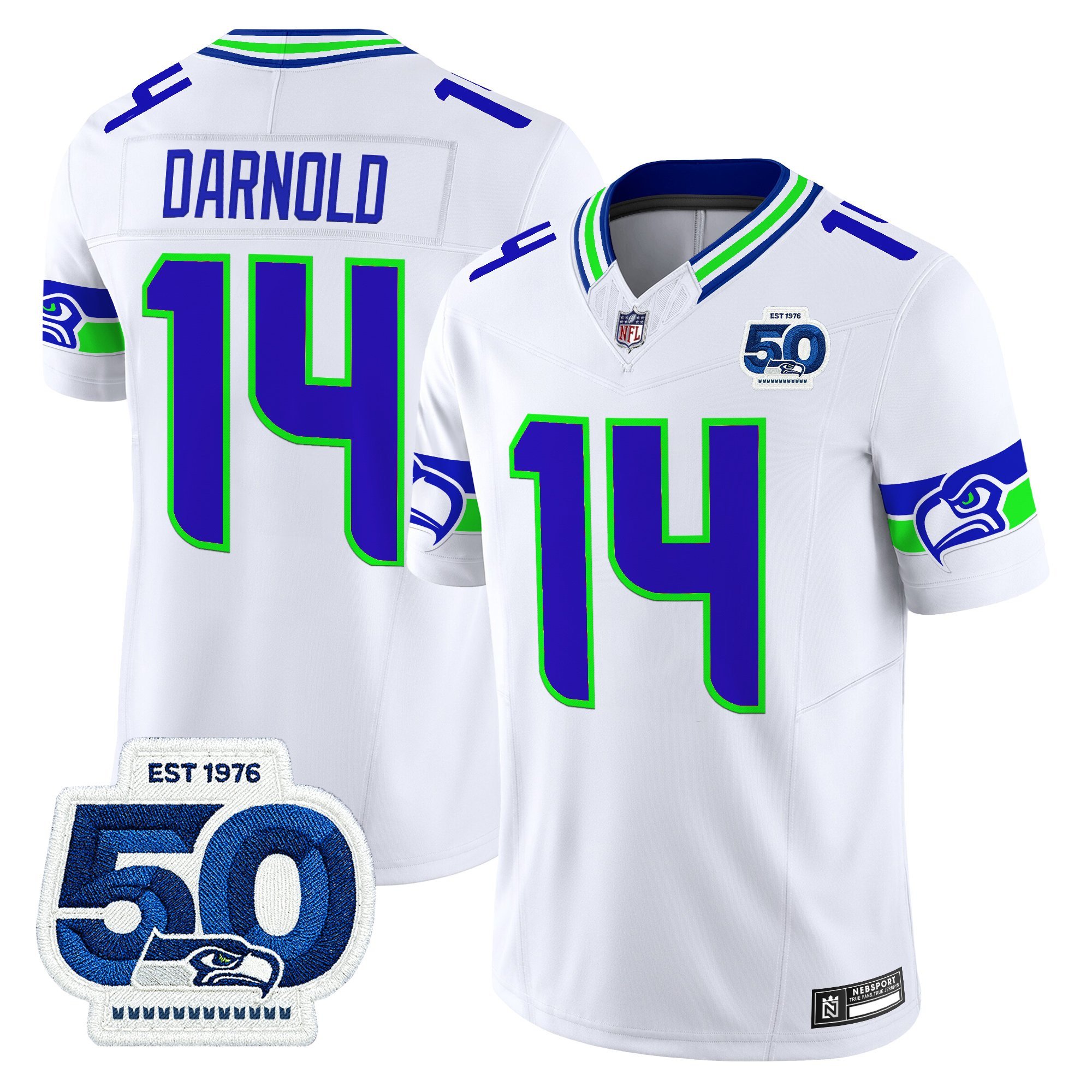 Sam Darnold Men's Seattle Seahawks 50th Anniversary Patch Vapor Limited White Jersey - All Stitched