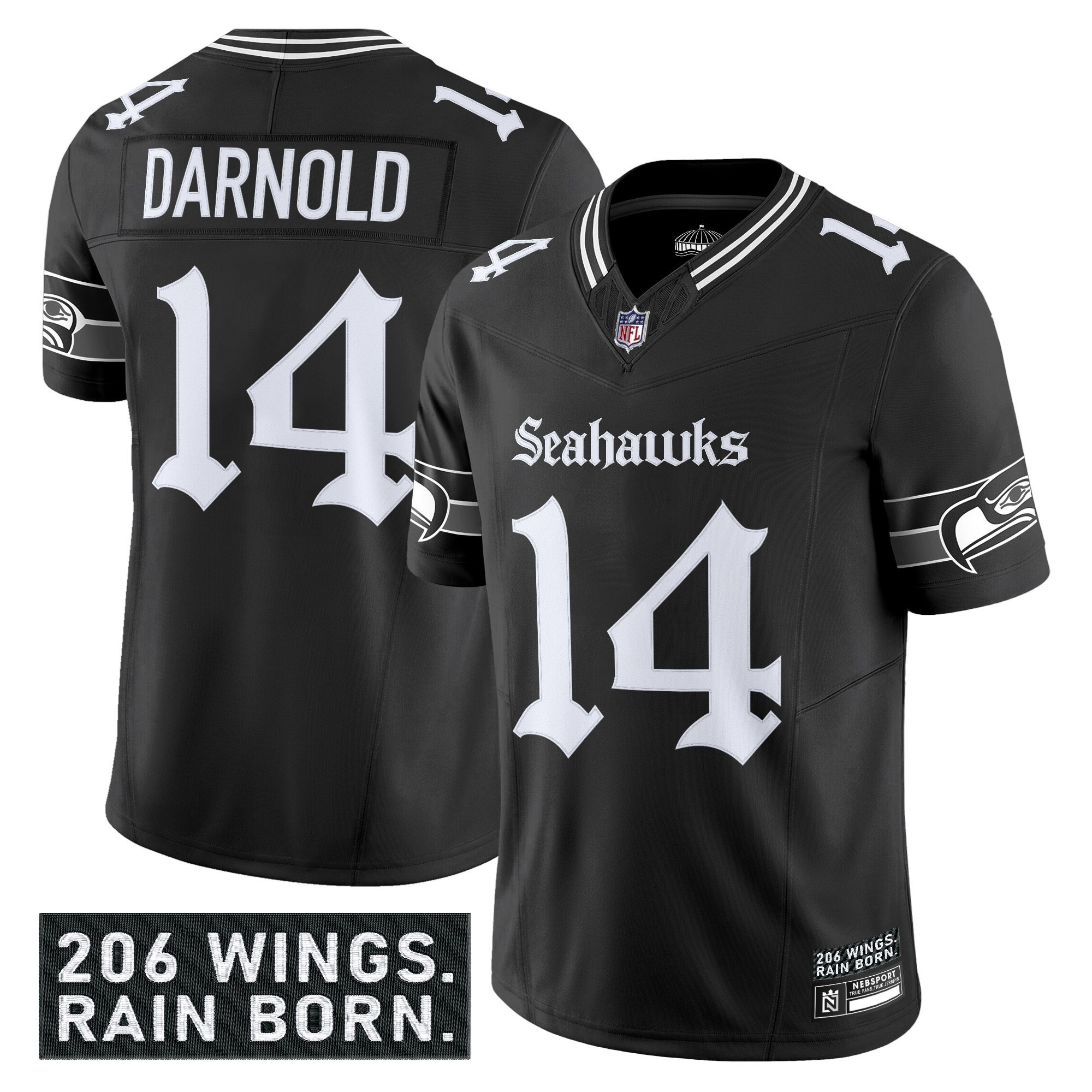 Sam Darnold Men's Seattle Seahawks 'Gothic Rain City Shadows Edition' Vapor Limited Black Jersey - All Stitched