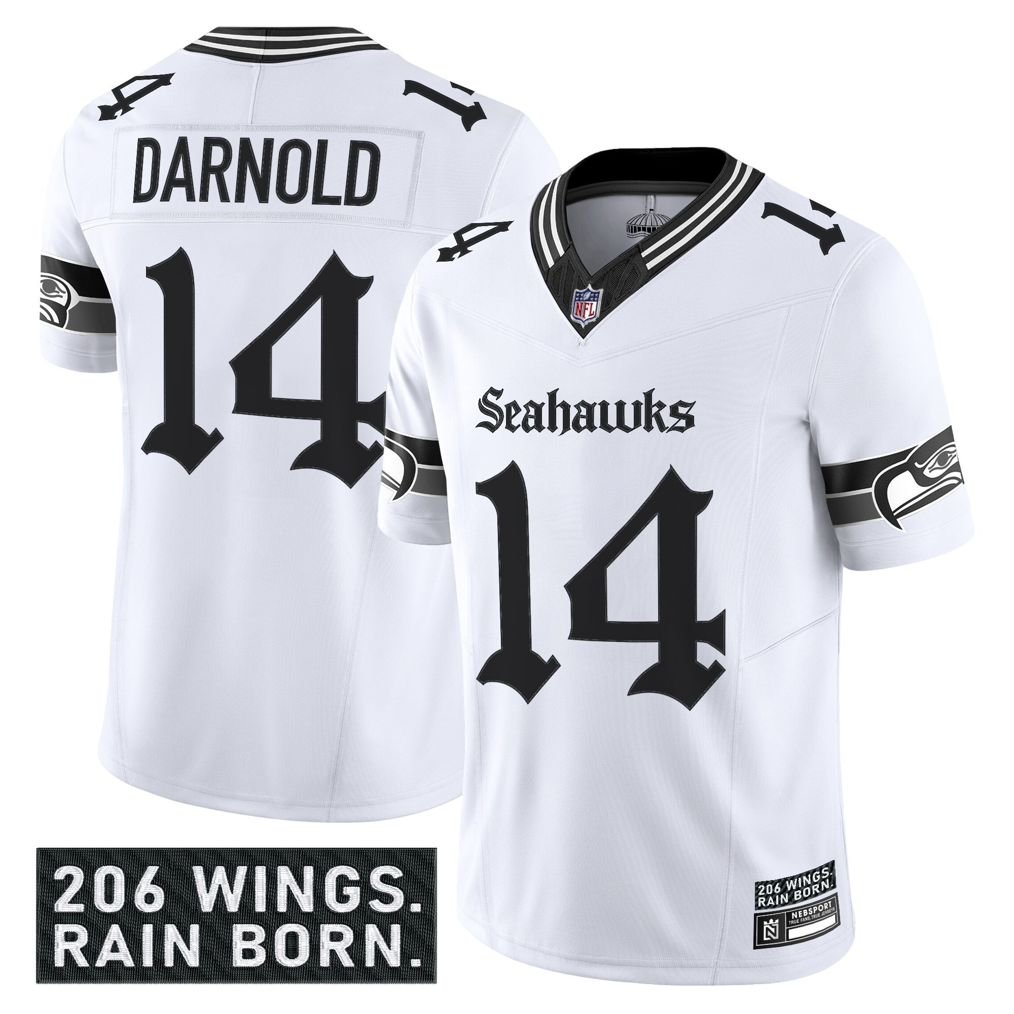 Sam Darnold Men's Seattle Seahawks 'Gothic Rain City Shadows Edition' Vapor Limited White Jersey - All Stitched
