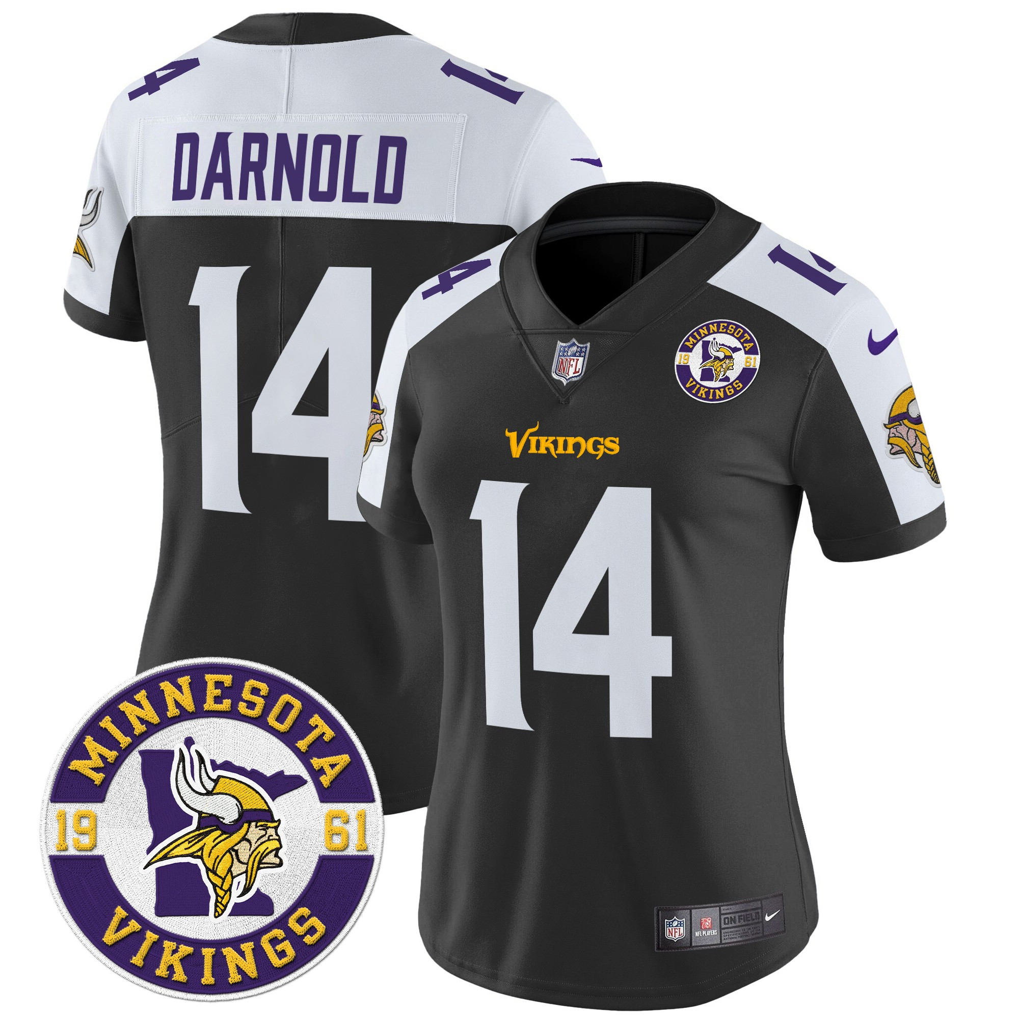 Sam Darnold Women's Minnesota Vikings 2024 Vapor Limited Black Alternate Jersey - All Stitched