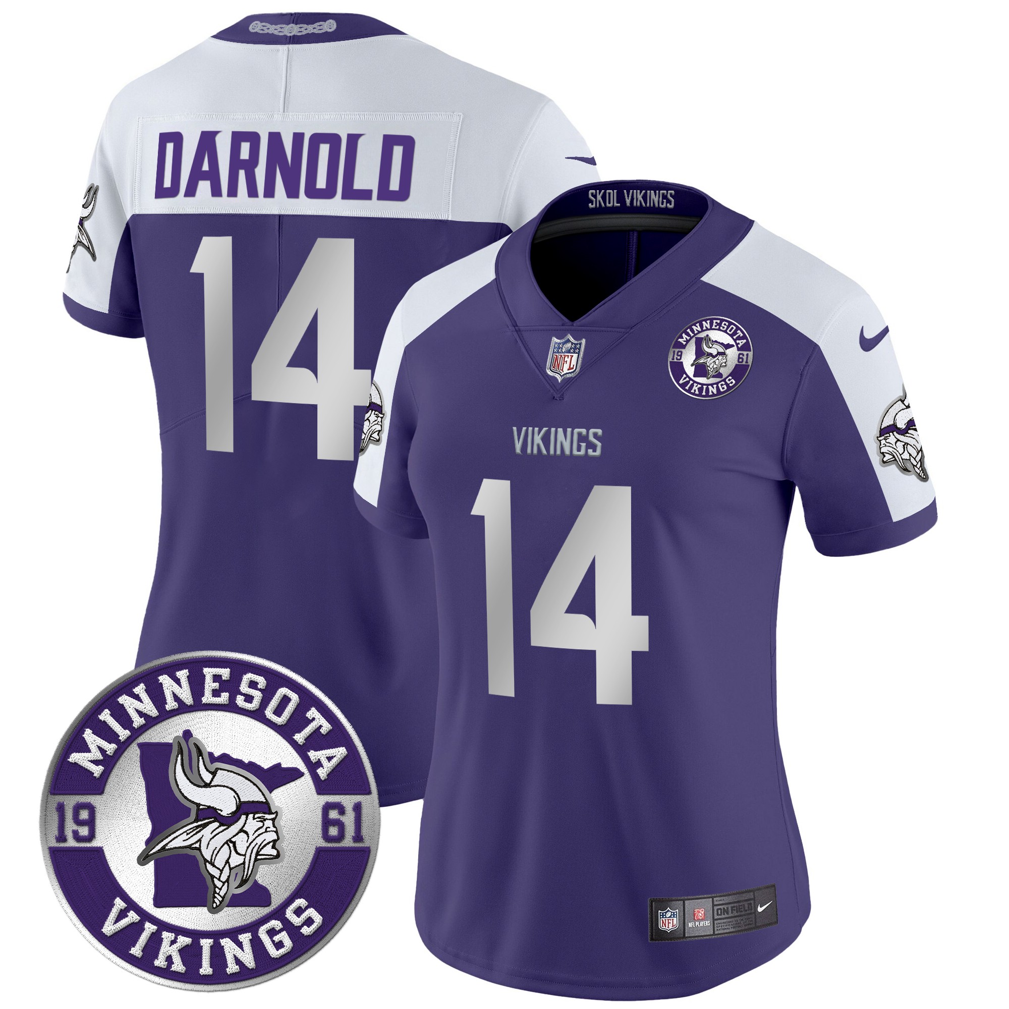 Sam Darnold Women's Minnesota Vikings 2024 Vapor Limited Purple Alternate Jersey - All Stitched