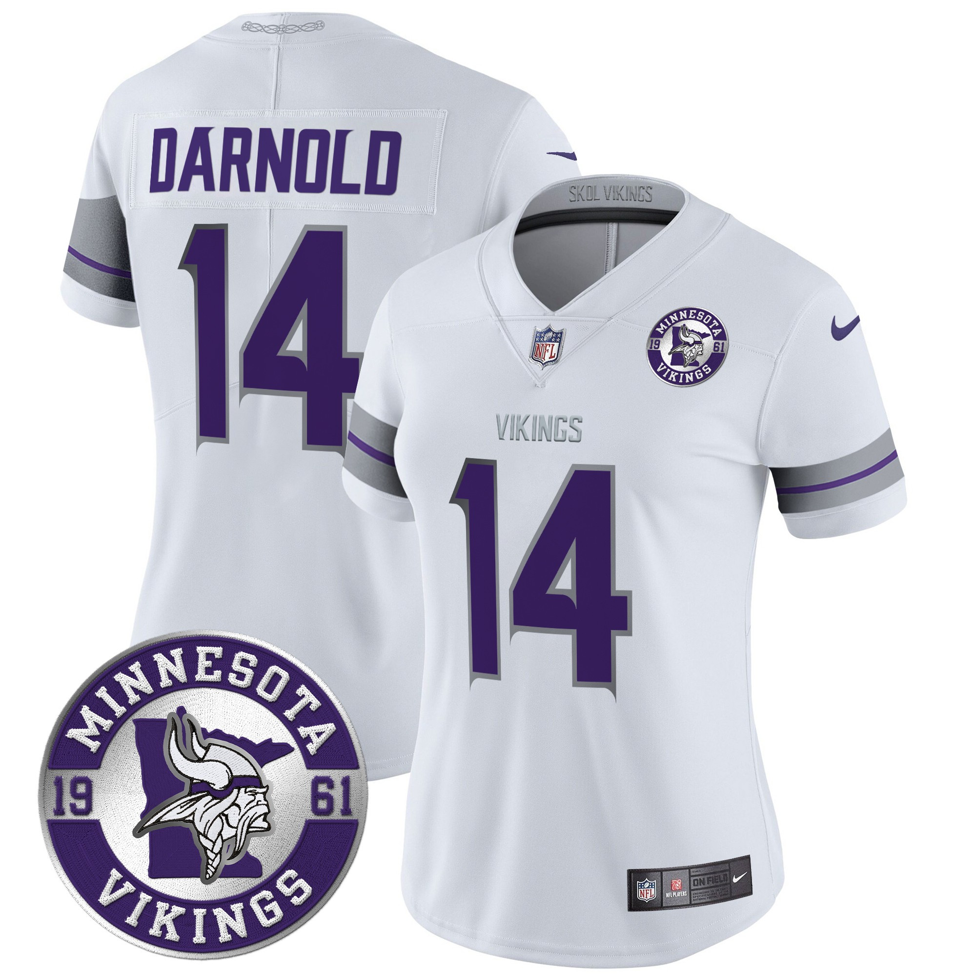Sam Darnold Women's Minnesota Vikings 2024 Vapor Limited White Jersey - All Stitched
