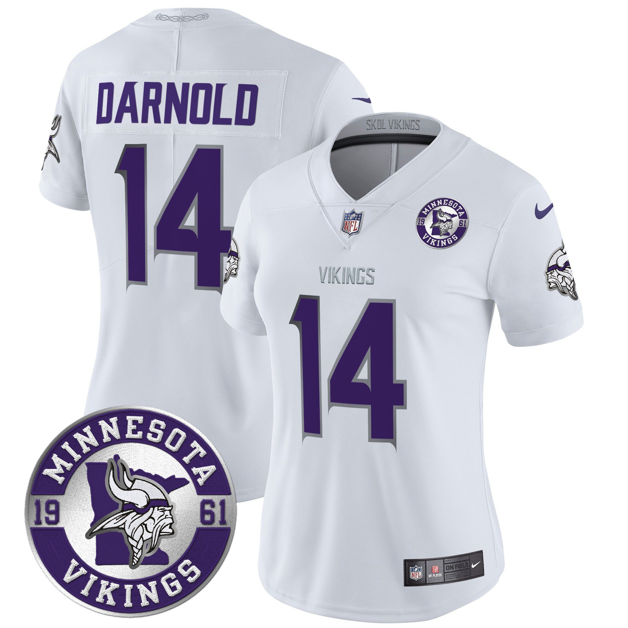 Sam Darnold Women's Minnesota Vikings 2024 Vapor Limited White Limited Jersey - All Stitched
