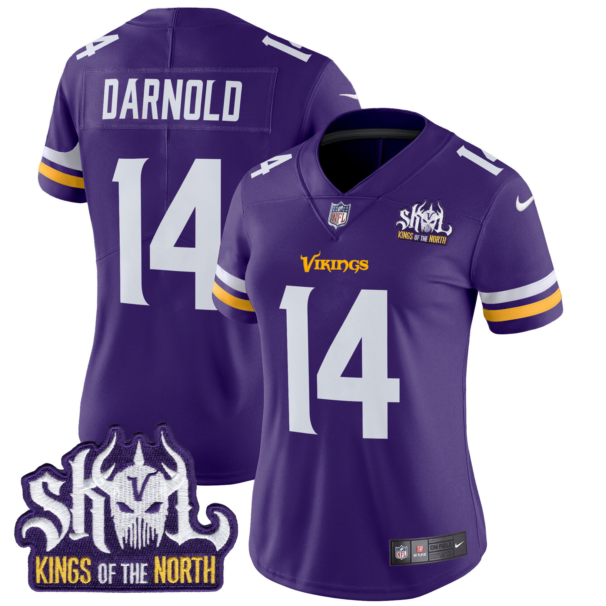 Sam Darnold Women's Minnesota Vikings Kings Of The North Patch Vapor Limited Purple Jersey - All Stitched