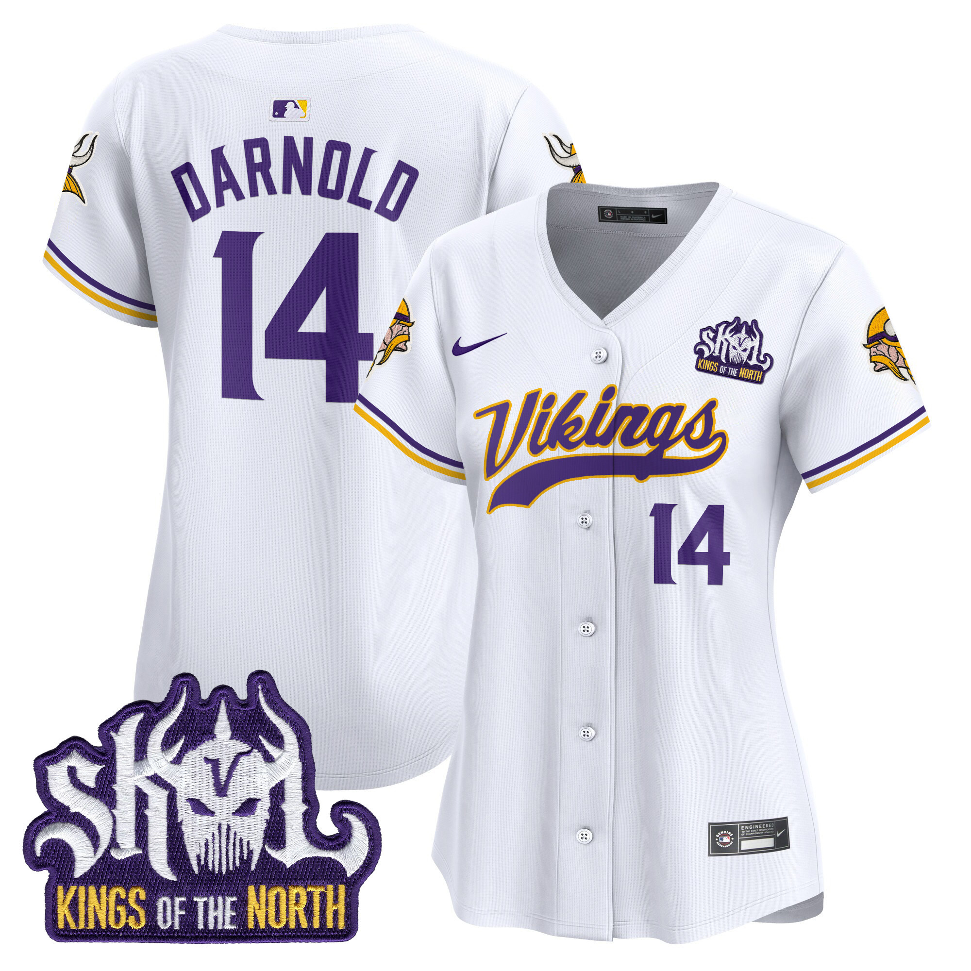 Sam Darnold Women's Minnesota Vikings Kings Of The North Patch Vapor Premier Limited White Jersey - All Stitched