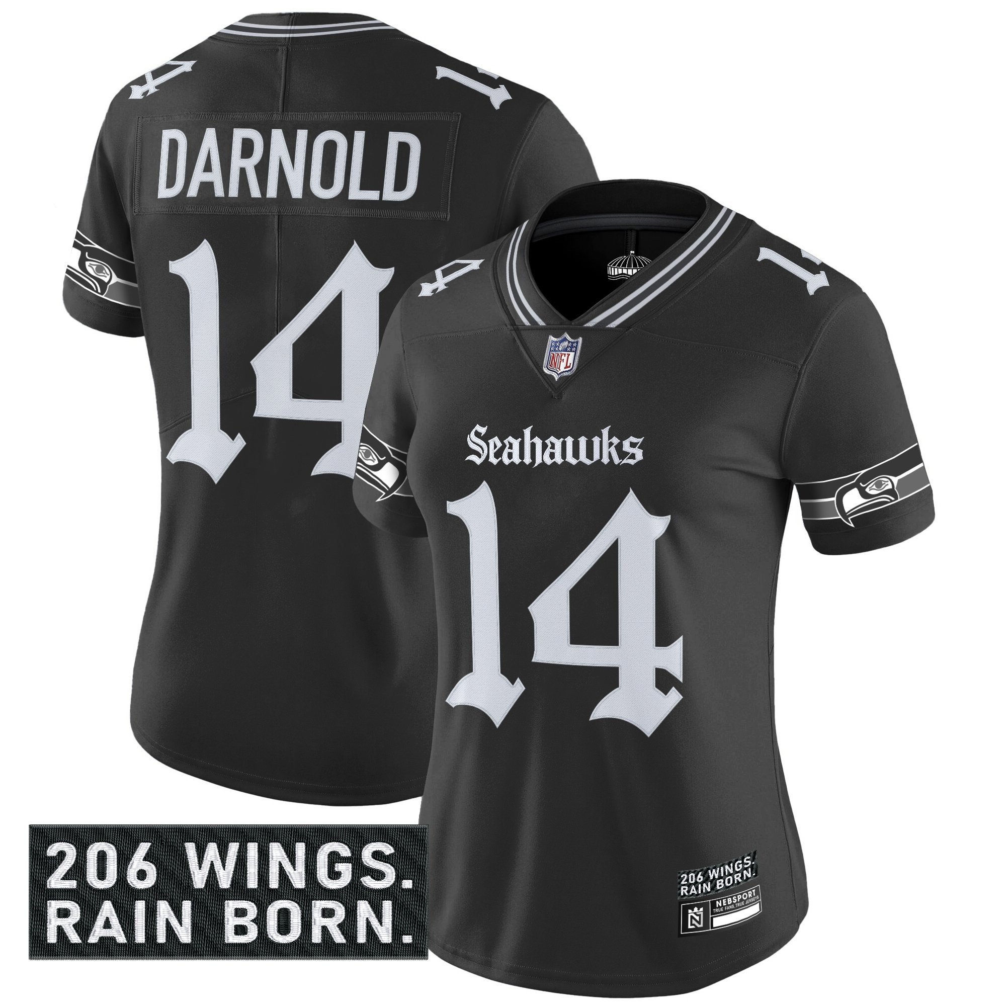 Sam Darnold Women's Seattle Seahawks 'Gothic Rain City Shadows Edition' Vapor Limited Black Jersey - All Stitched