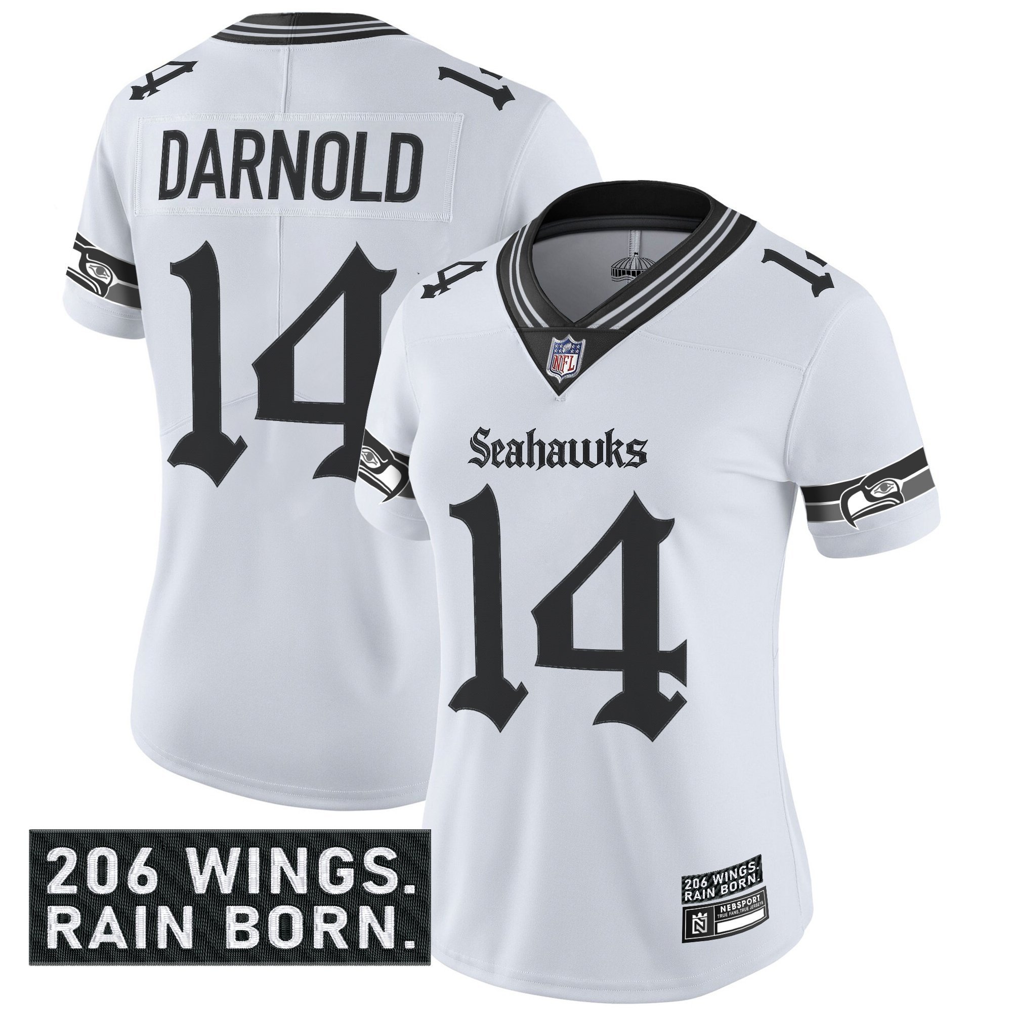 Sam Darnold Women's Seattle Seahawks 'Gothic Rain City Shadows Edition' Vapor Limited White Jersey - All Stitched