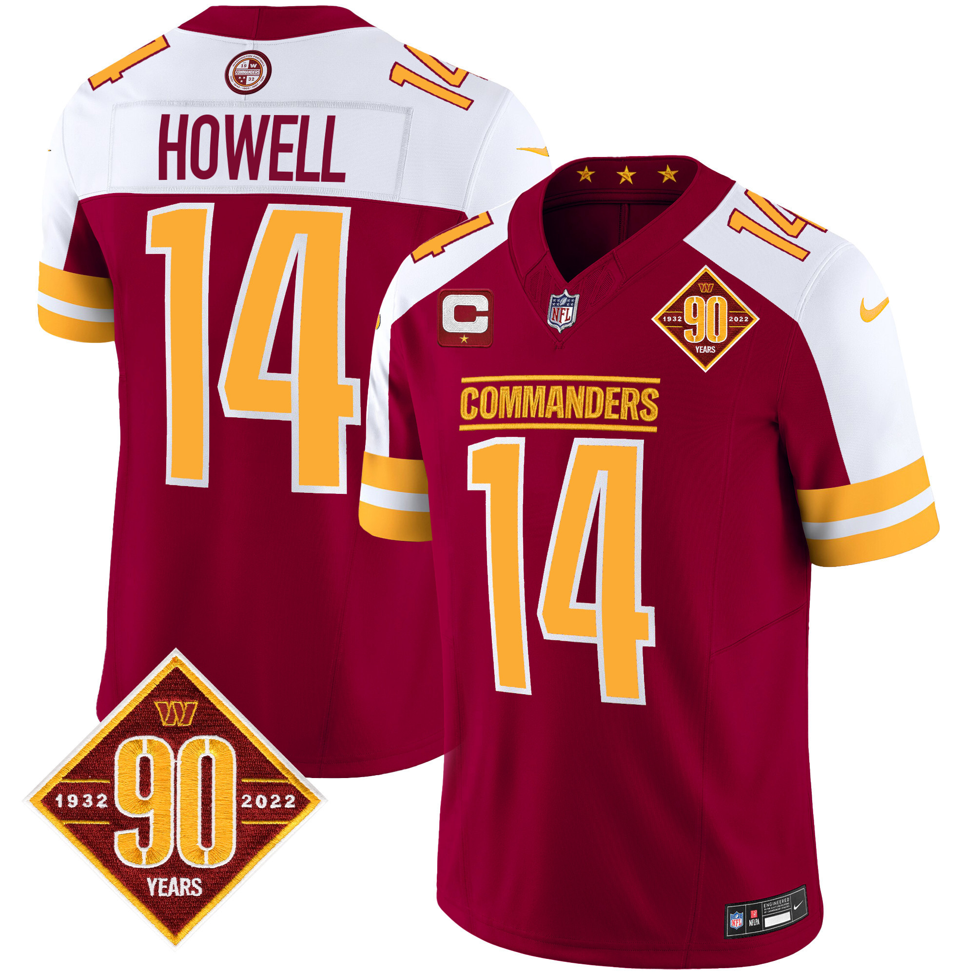Sam Howell Men's Washington Commanders 90th Anniversary Patch Vapor Burgundy Alternate Jersey - All Stitched