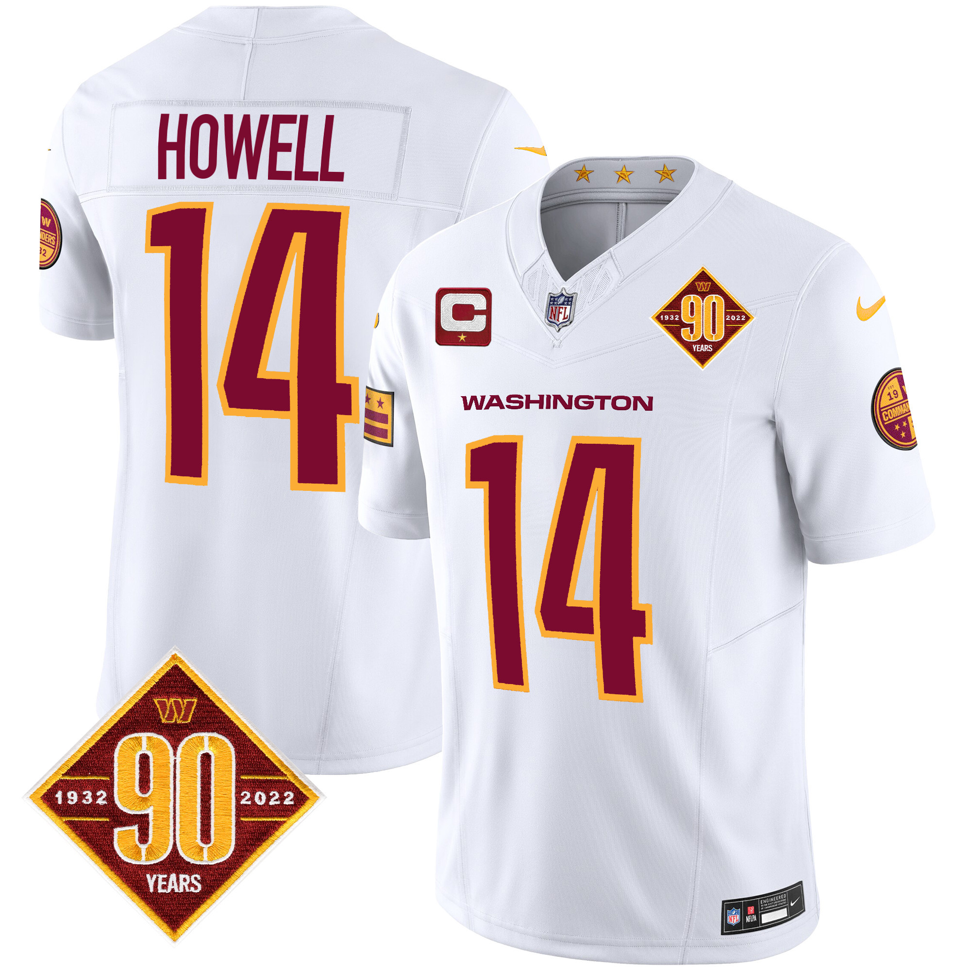Sam Howell Men's Washington Commanders 90th Anniversary Patch Vapor White Jersey - All Stitched