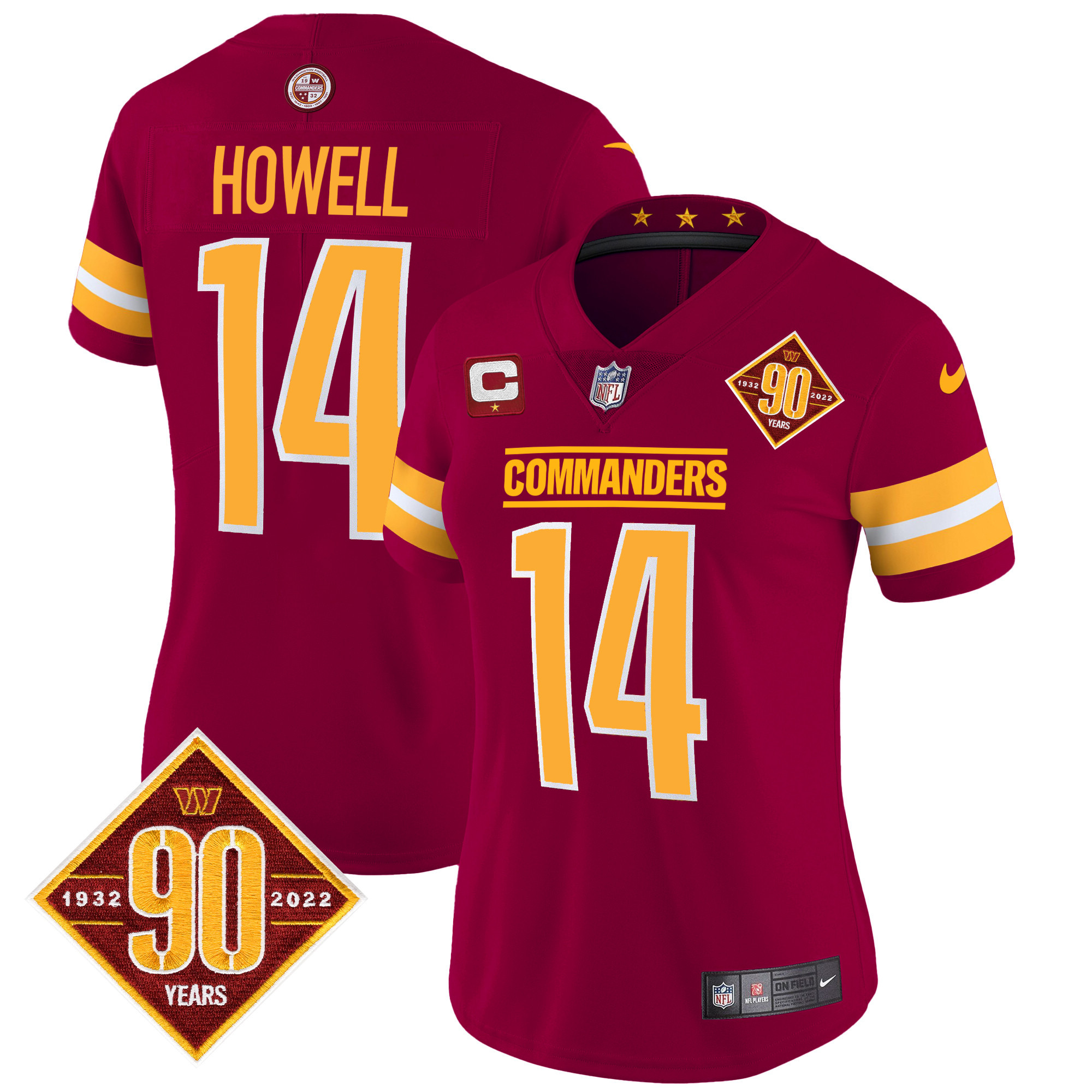 Sam Howell Women's Washington Commanders 90th Anniversary Patch Vapor Burgundy Jersey - All Stitched