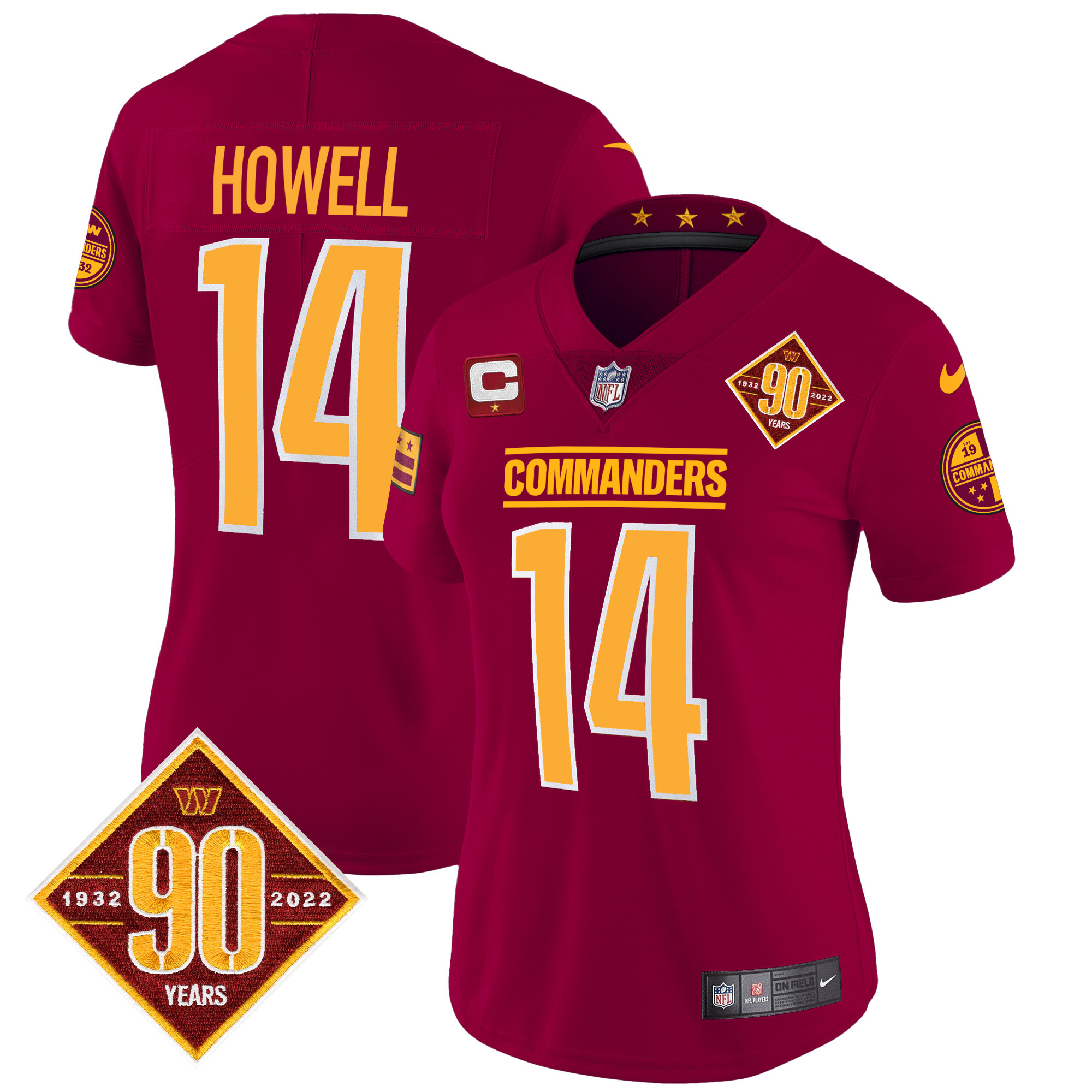 Sam Howell Women's Washington Commanders 90th Anniversary Patch Vapor Burgundy Jersey - All Stitched