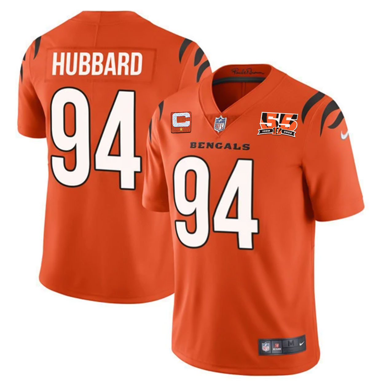 Sam Hubbard Men's Cincinnati Bengals 55th 1968 - 2022 Anniversary Patch Player Vapor Limited Orange Jersey - All Stitched