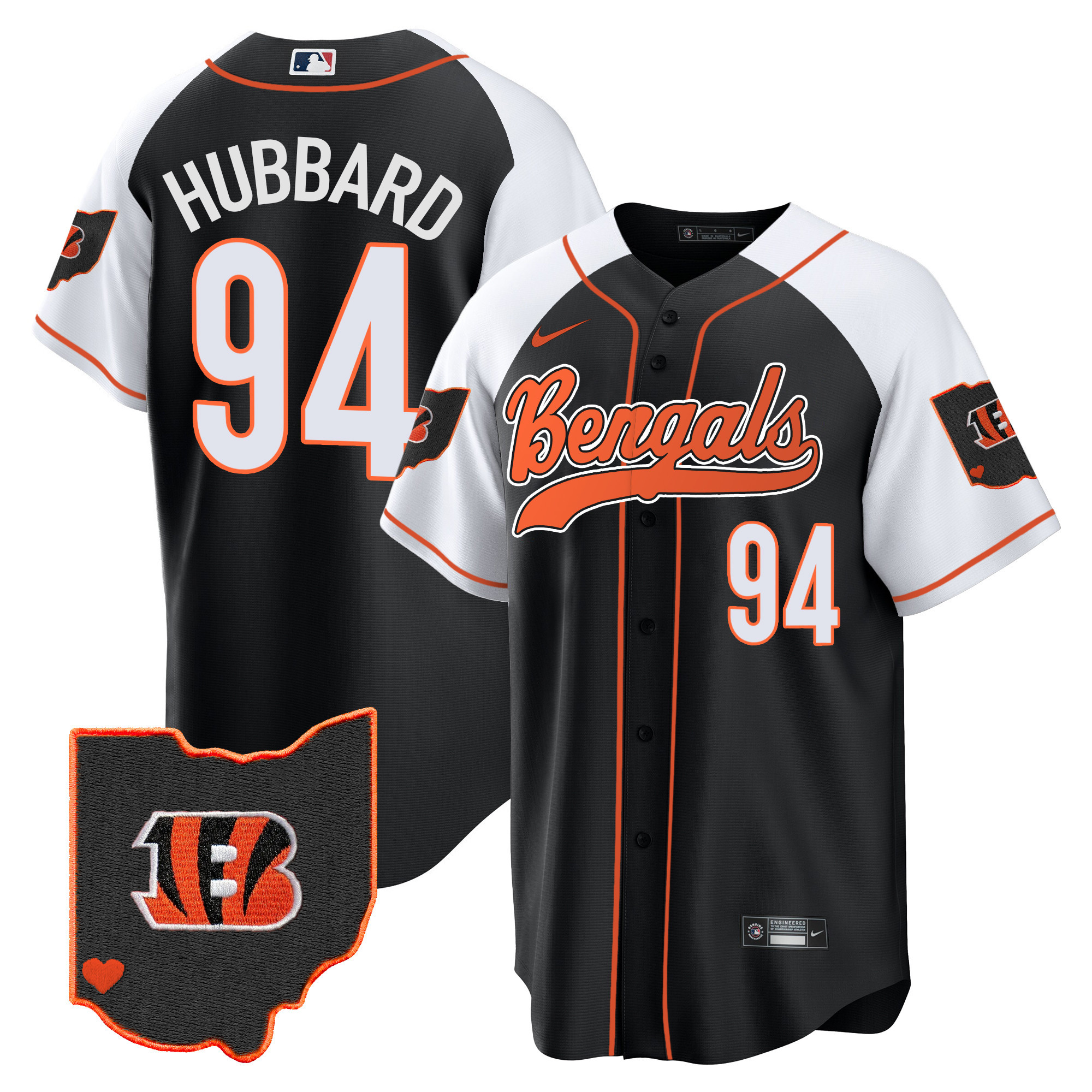 Sam Hubbard Men's Cincinnati Bengals Ohio Patch Baseball Alternate Jersey - All Stitched