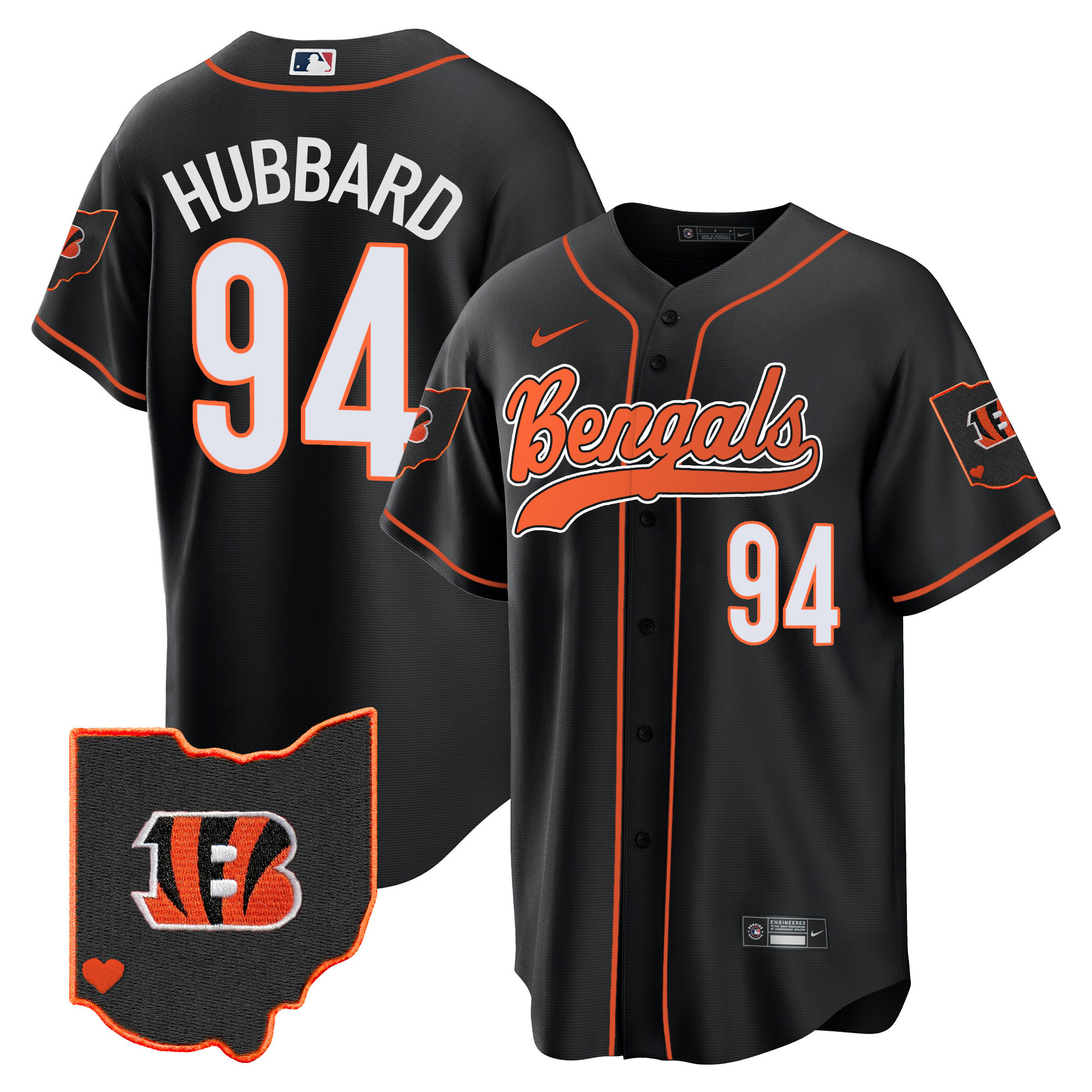 Sam Hubbard Men's Cincinnati Bengals Ohio Patch Baseball Black Jersey - All Stitched