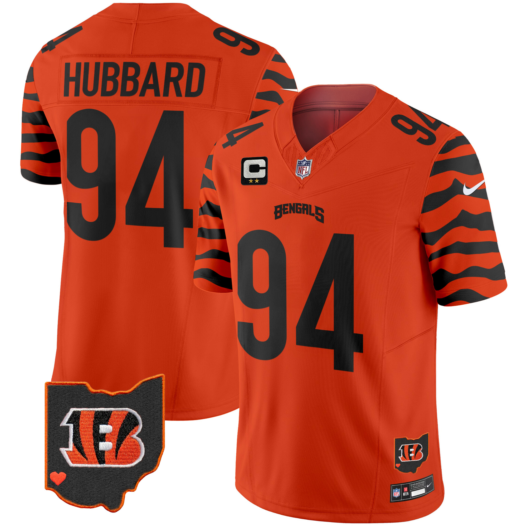 Sam Hubbard Men's Cincinnati Bengals Stripes Vapor Limited Orange Jersey - All Stitched