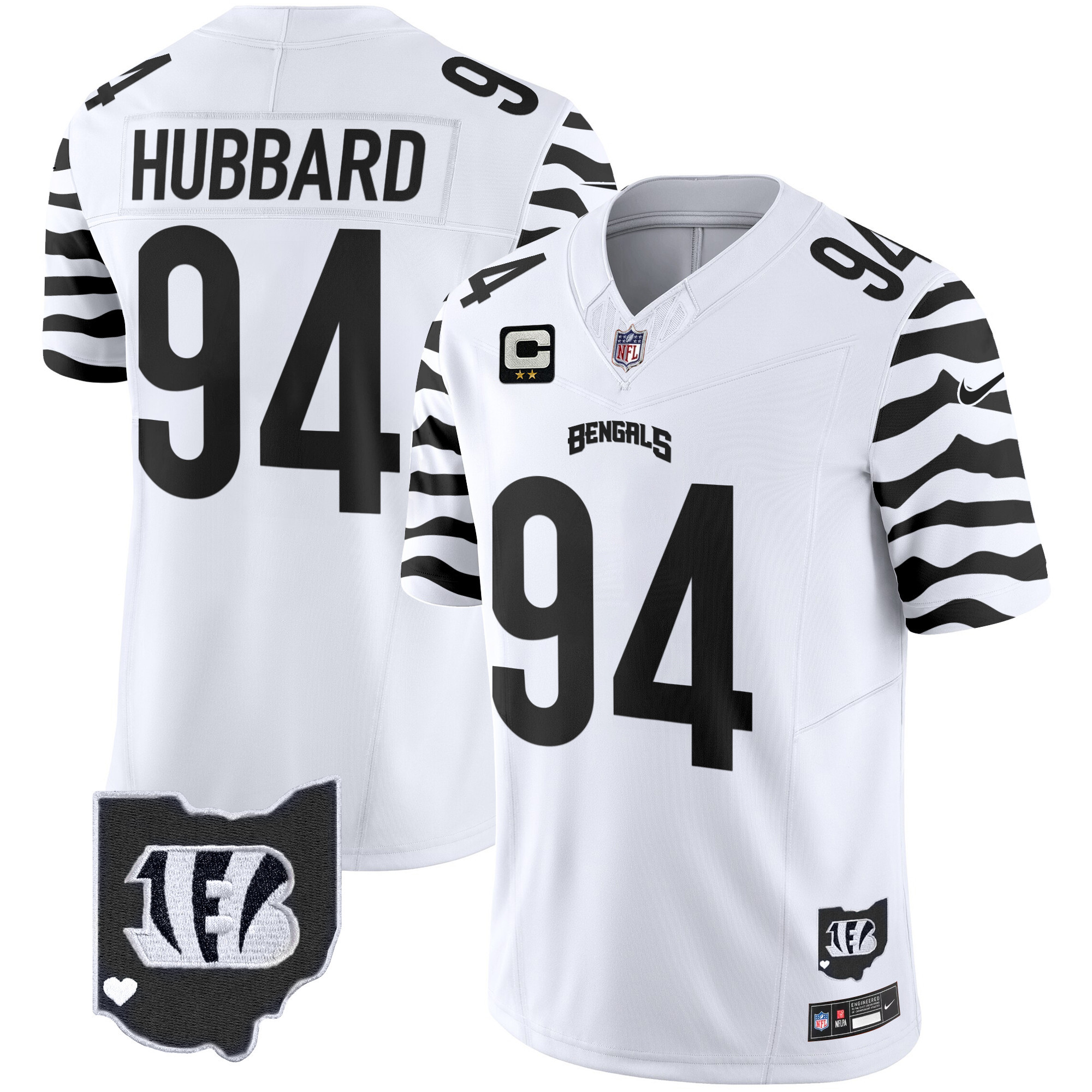 Sam Hubbard Men's Cincinnati Bengals Stripes Vapor Limited White Jersey - All Stitched