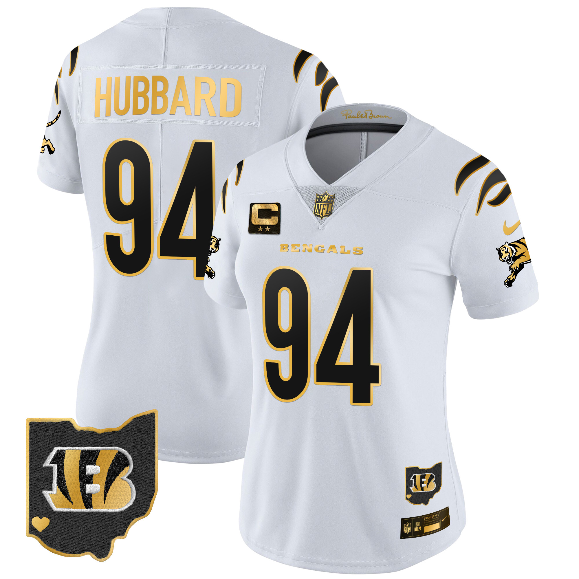 Sam Hubbard Women's Cincinnati Bengals 2024 Gold Vapor Limited White Gold Jersey - All Stitched
